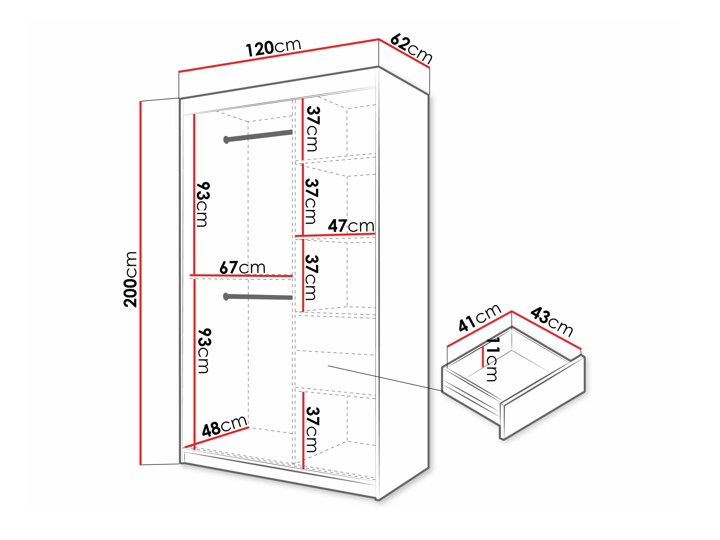 Kledingkast Hartford 575 (Zwart)