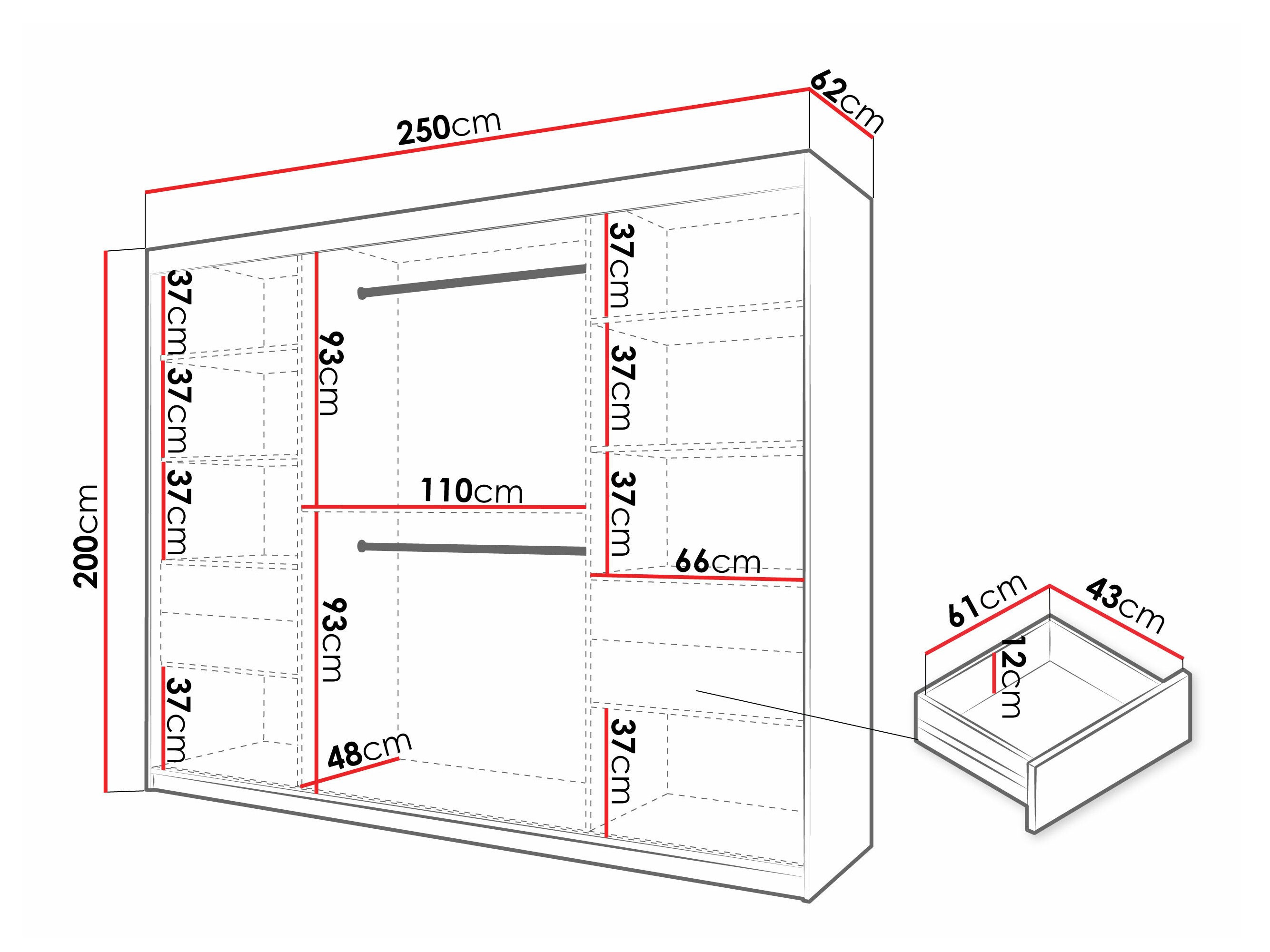 Kledingkast Hartford 576 (Wit)