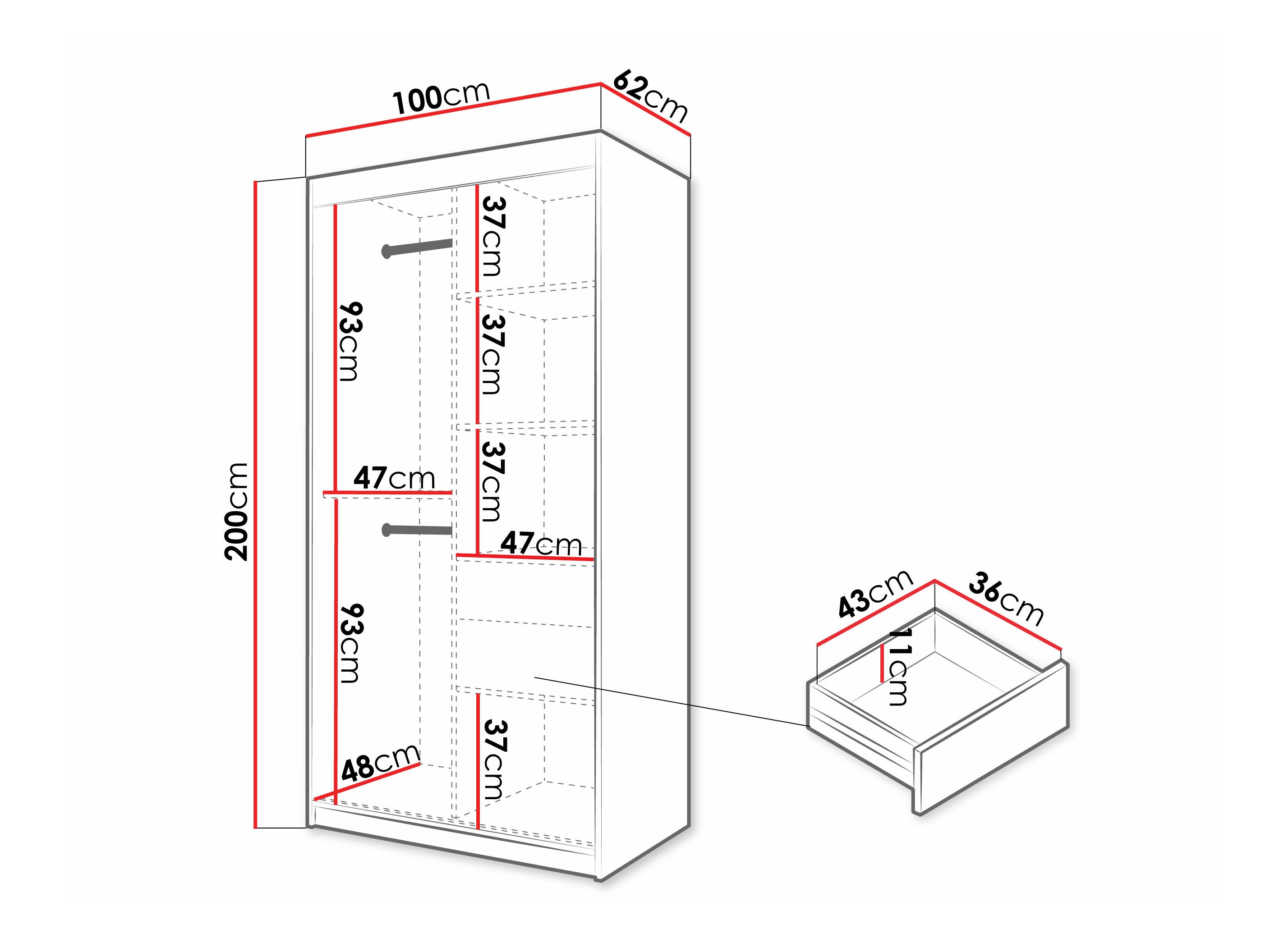 Kledingkast Hartford 576 (Zwart)