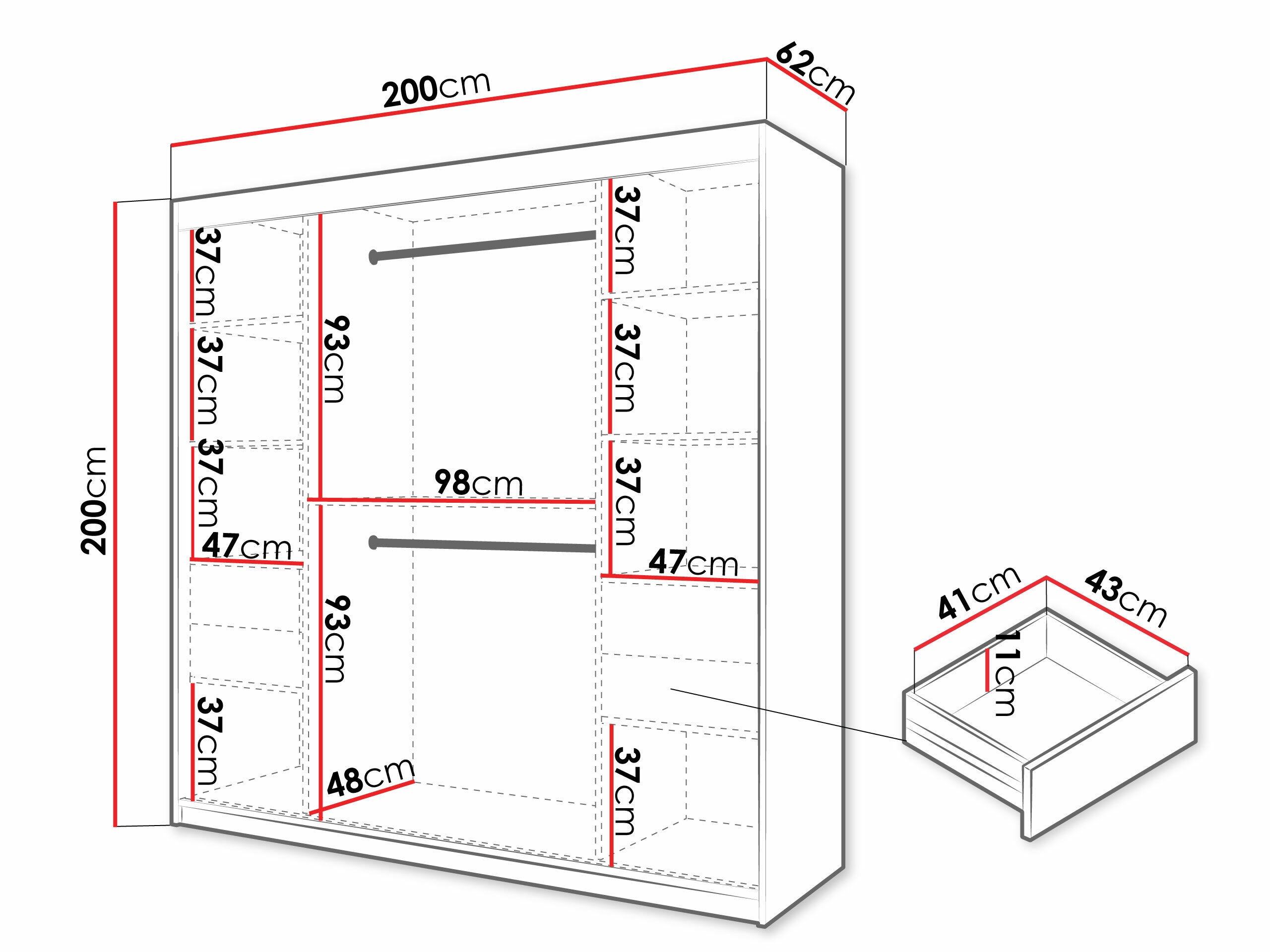 Kledingkast Hartford 575 (Wit)
