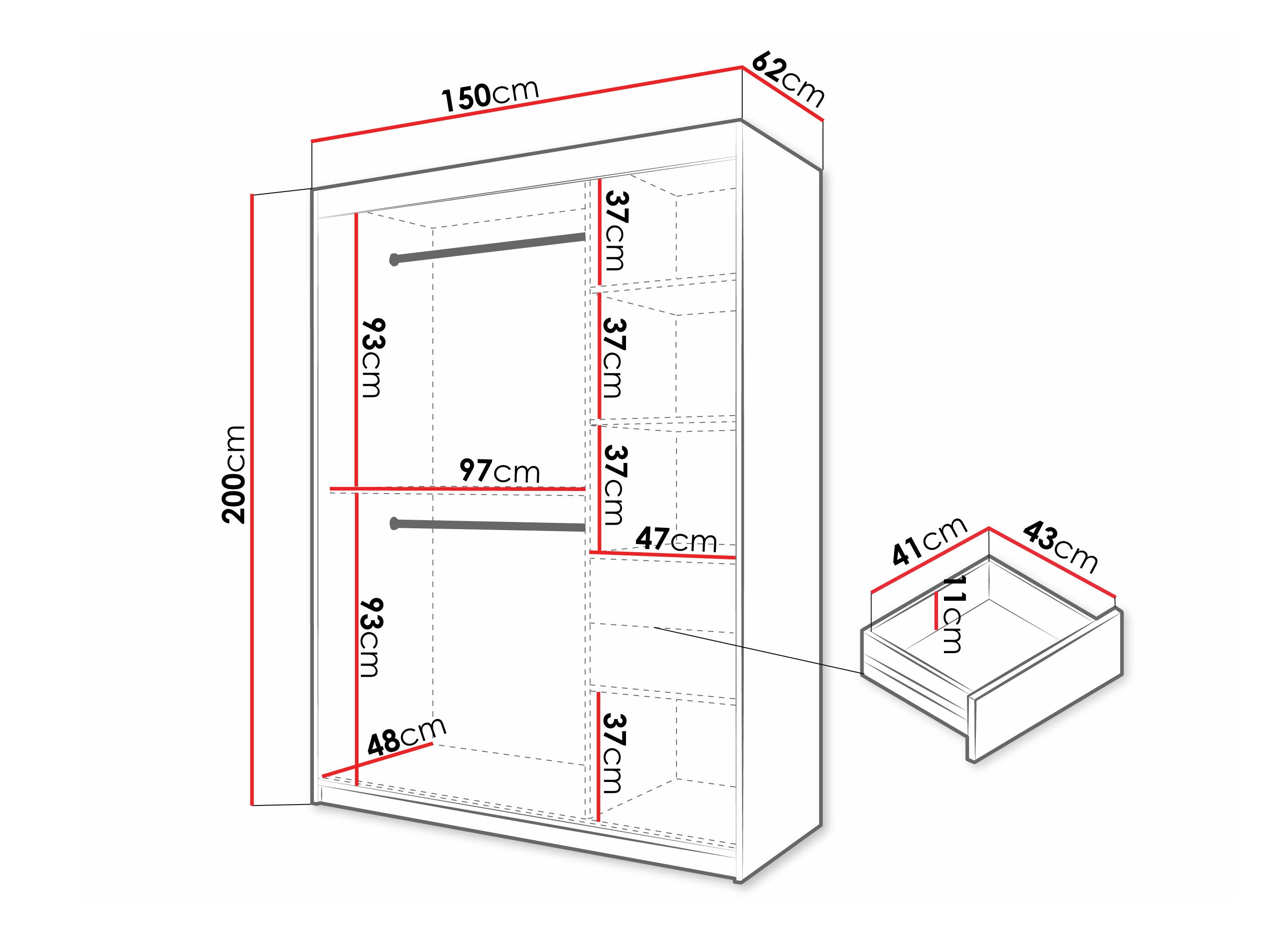 Kledingkast Hartford 575 (Wit)