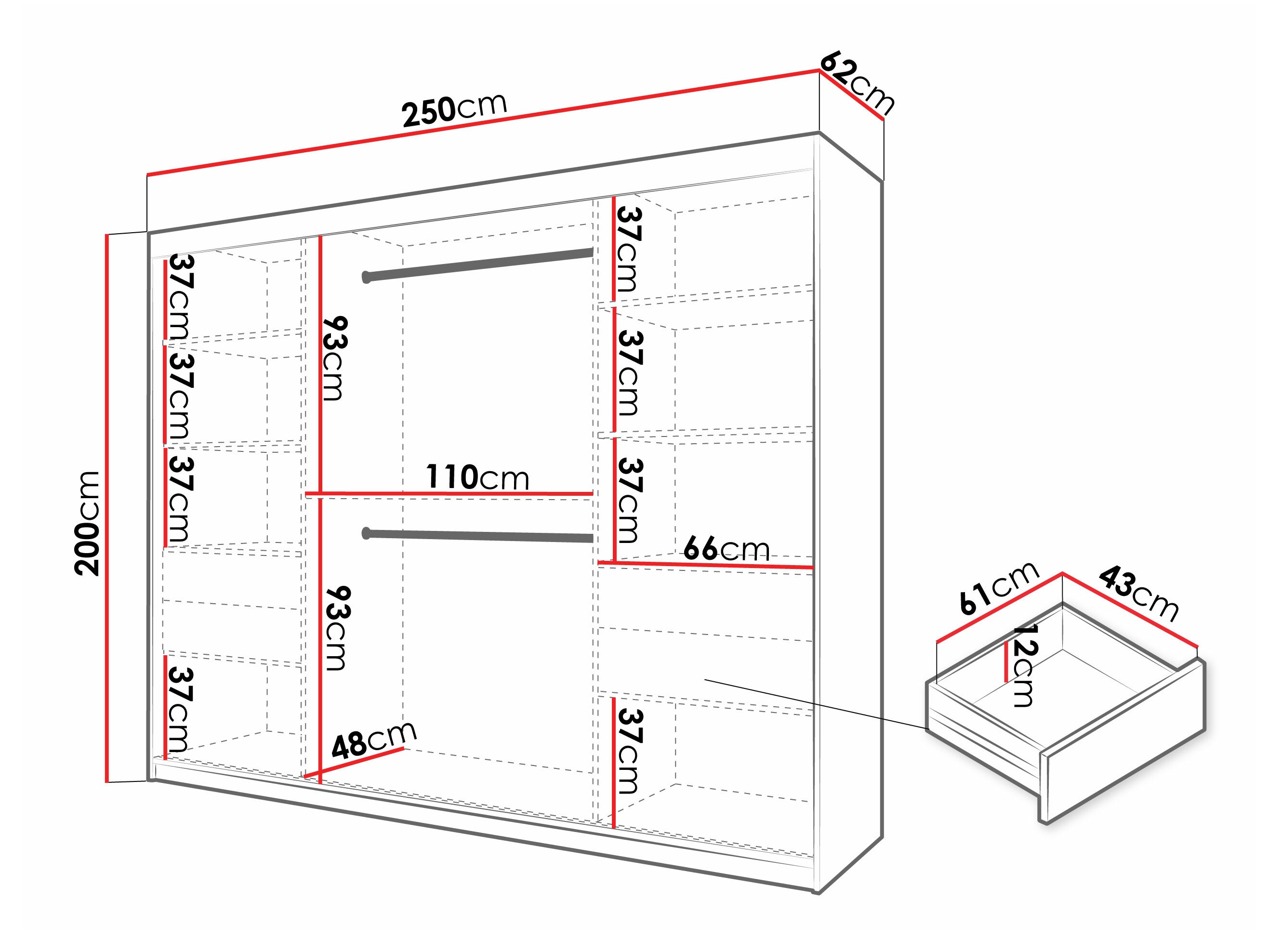 Kledingkast Hartford 575 (Wit)