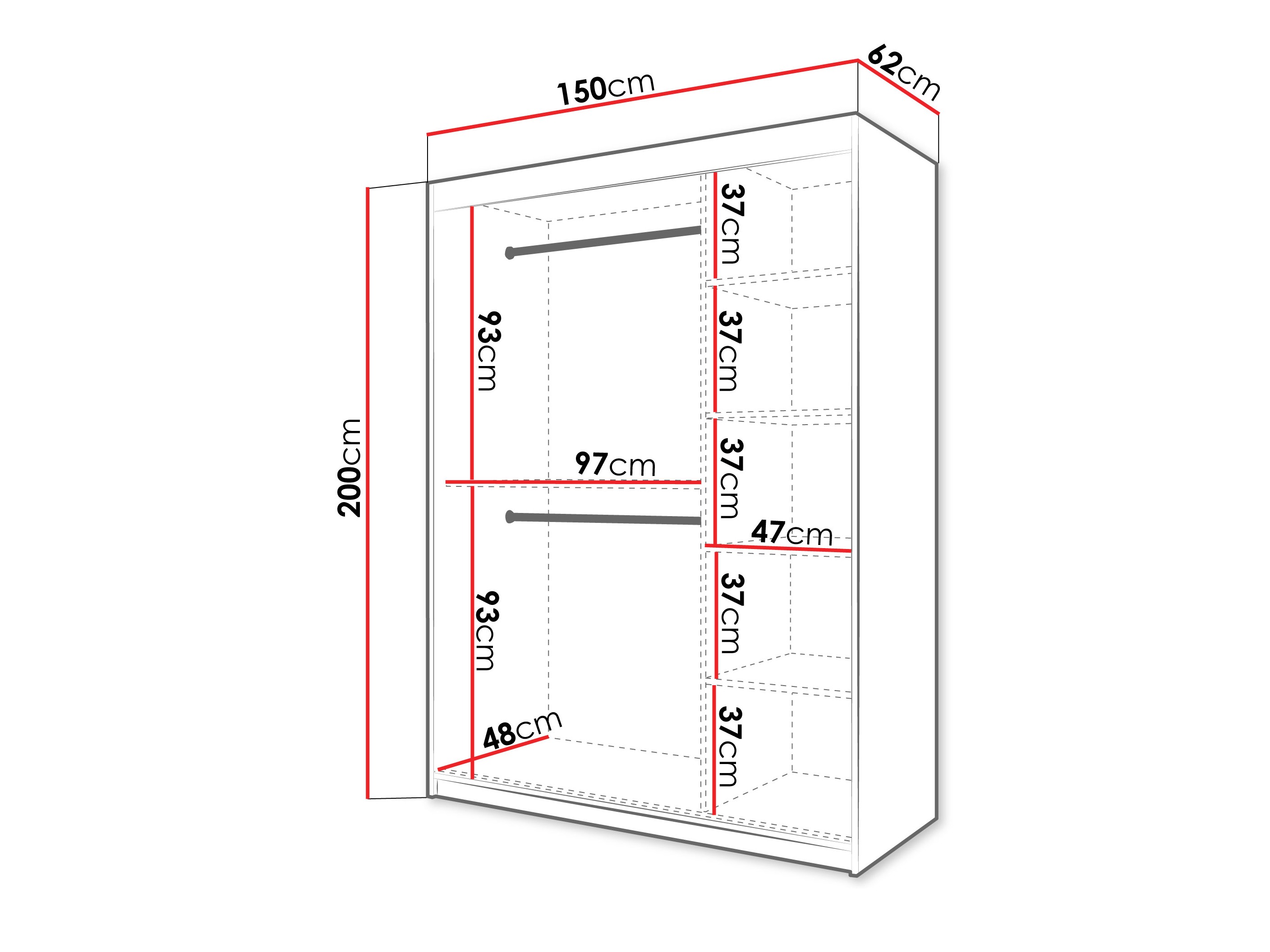 Kledingkast Hartford 575 (Zwart)