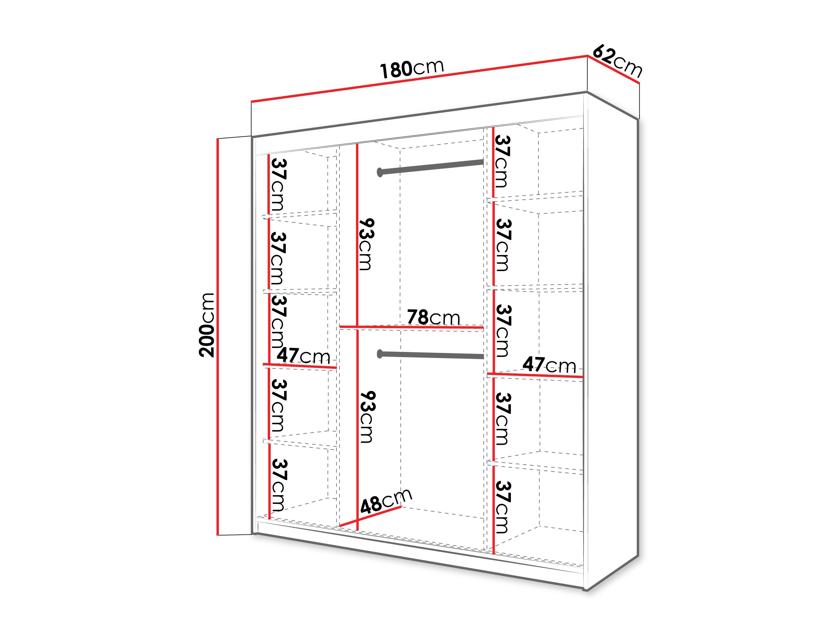 Kledingkast Hartford 575 (Zwart)