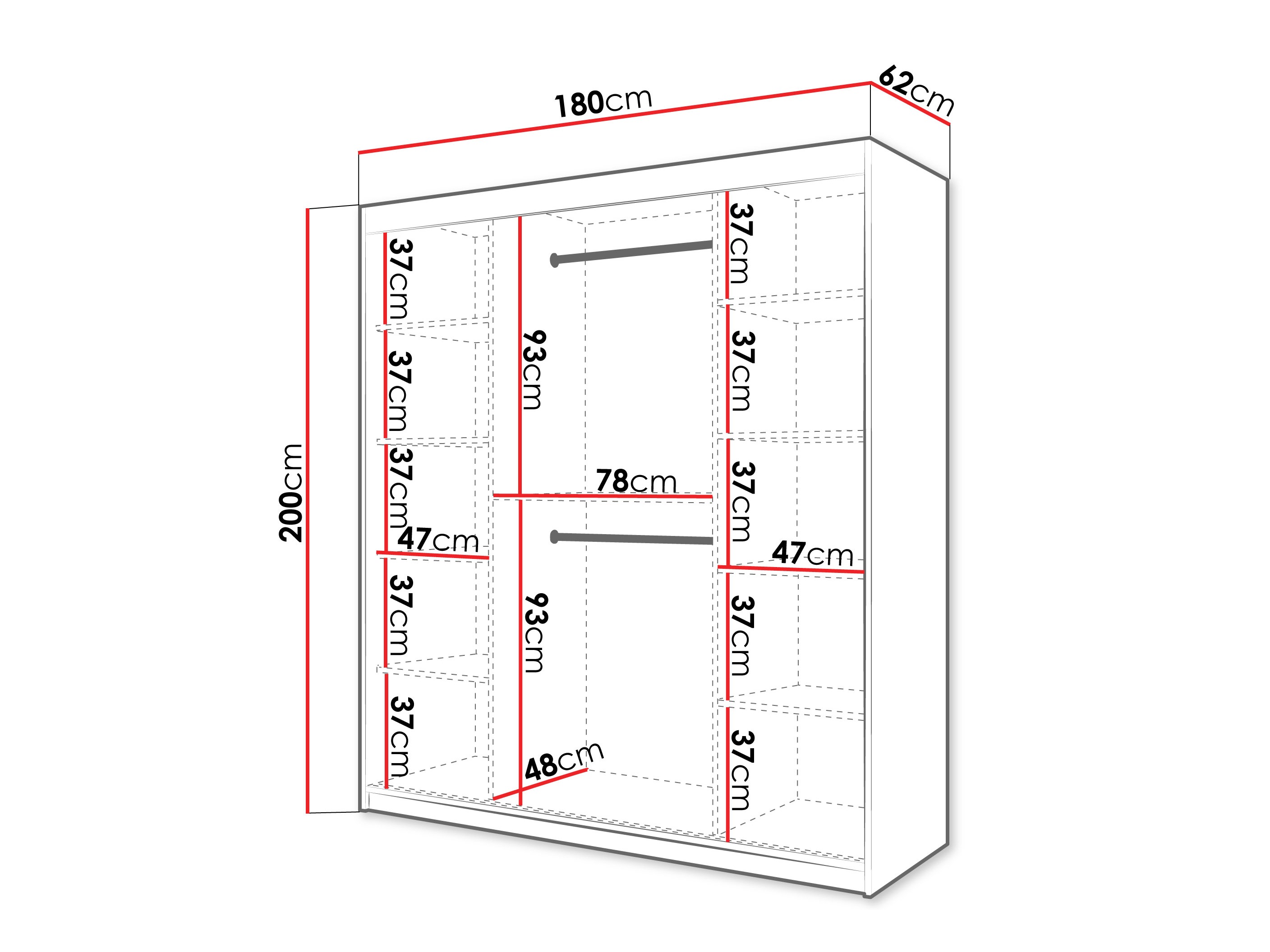 Kledingkast Hartford 575 (Zwart)