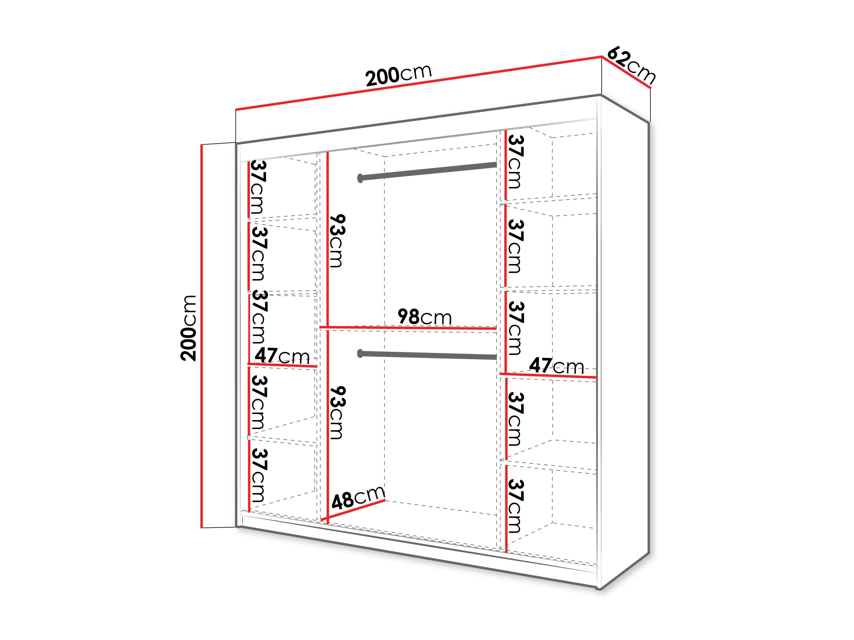 Kledingkast Hartford 575 (Zwart)