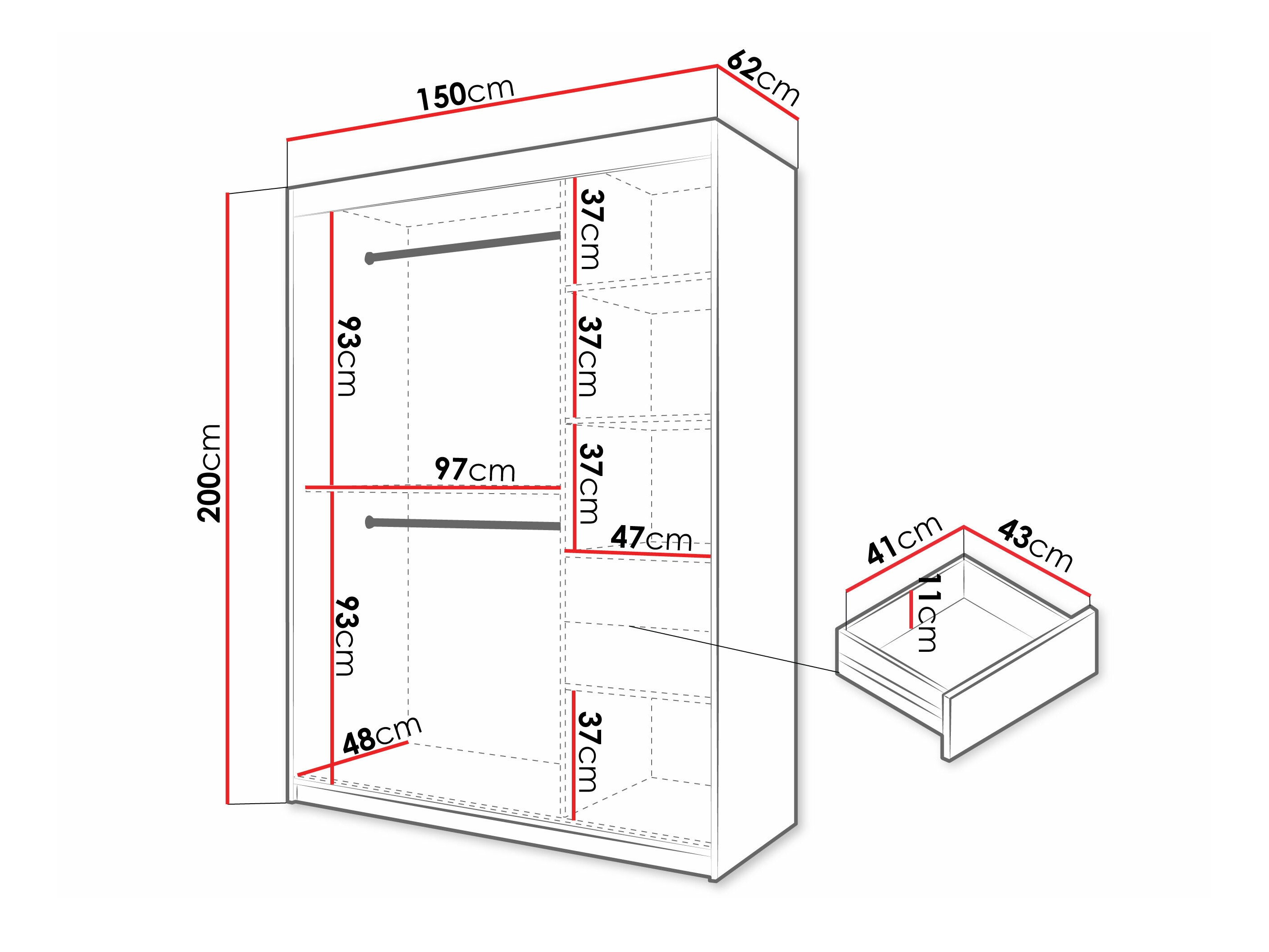 Kledingkast Hartford 575 (Zwart)