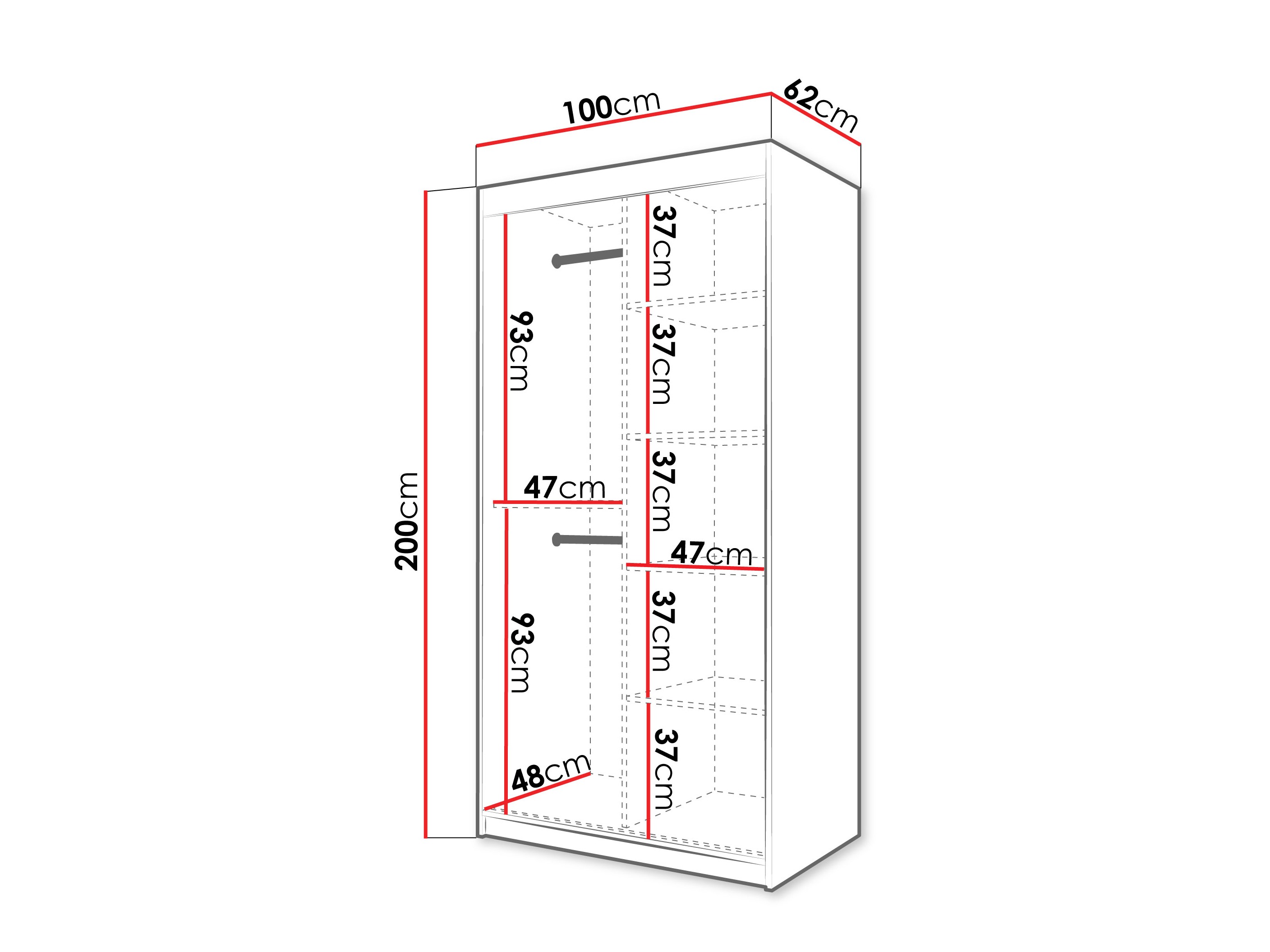 Kledingkast Hartford 577 (Wit)