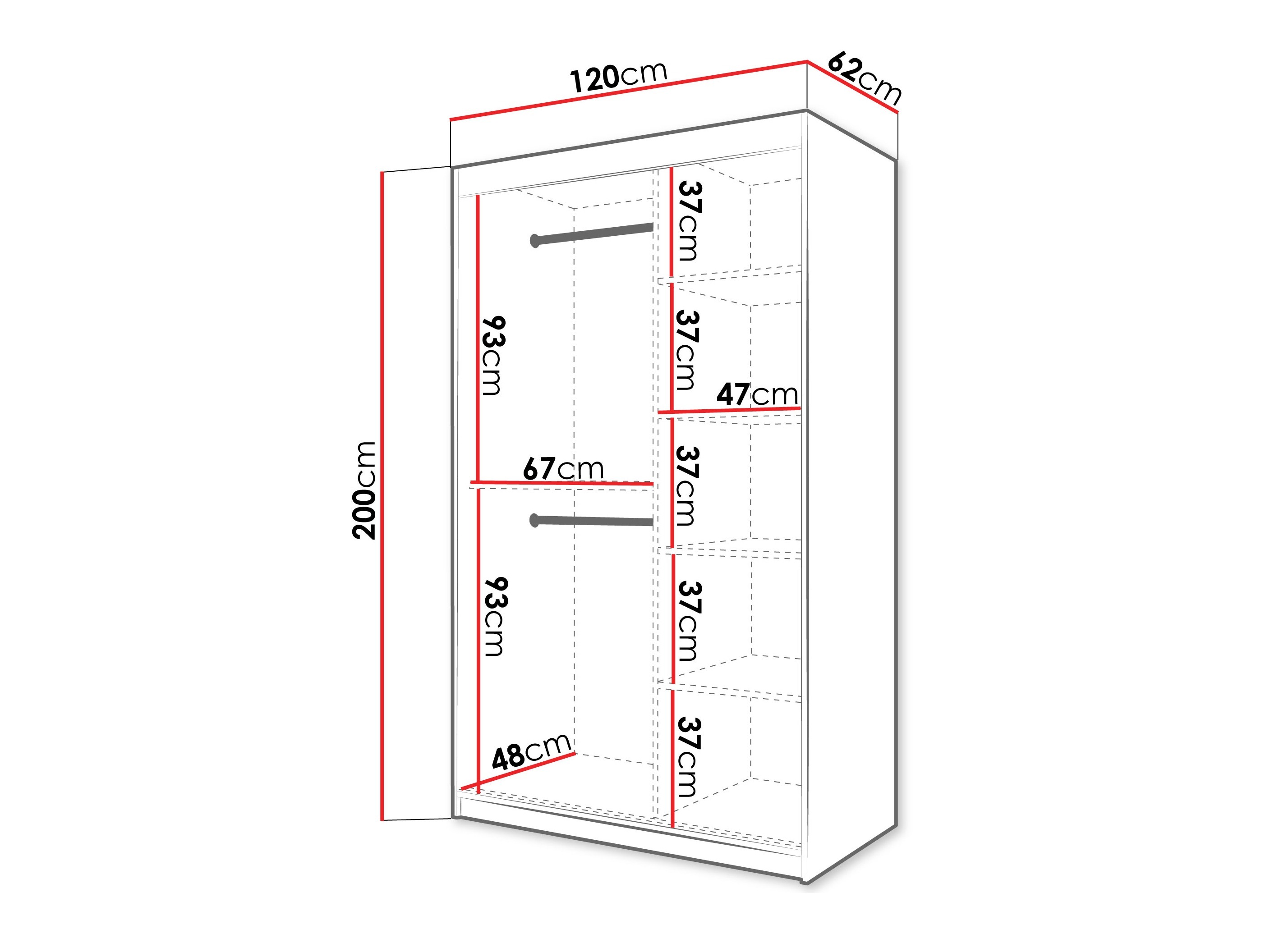 Kledingkast Hartford 577 (Wit)