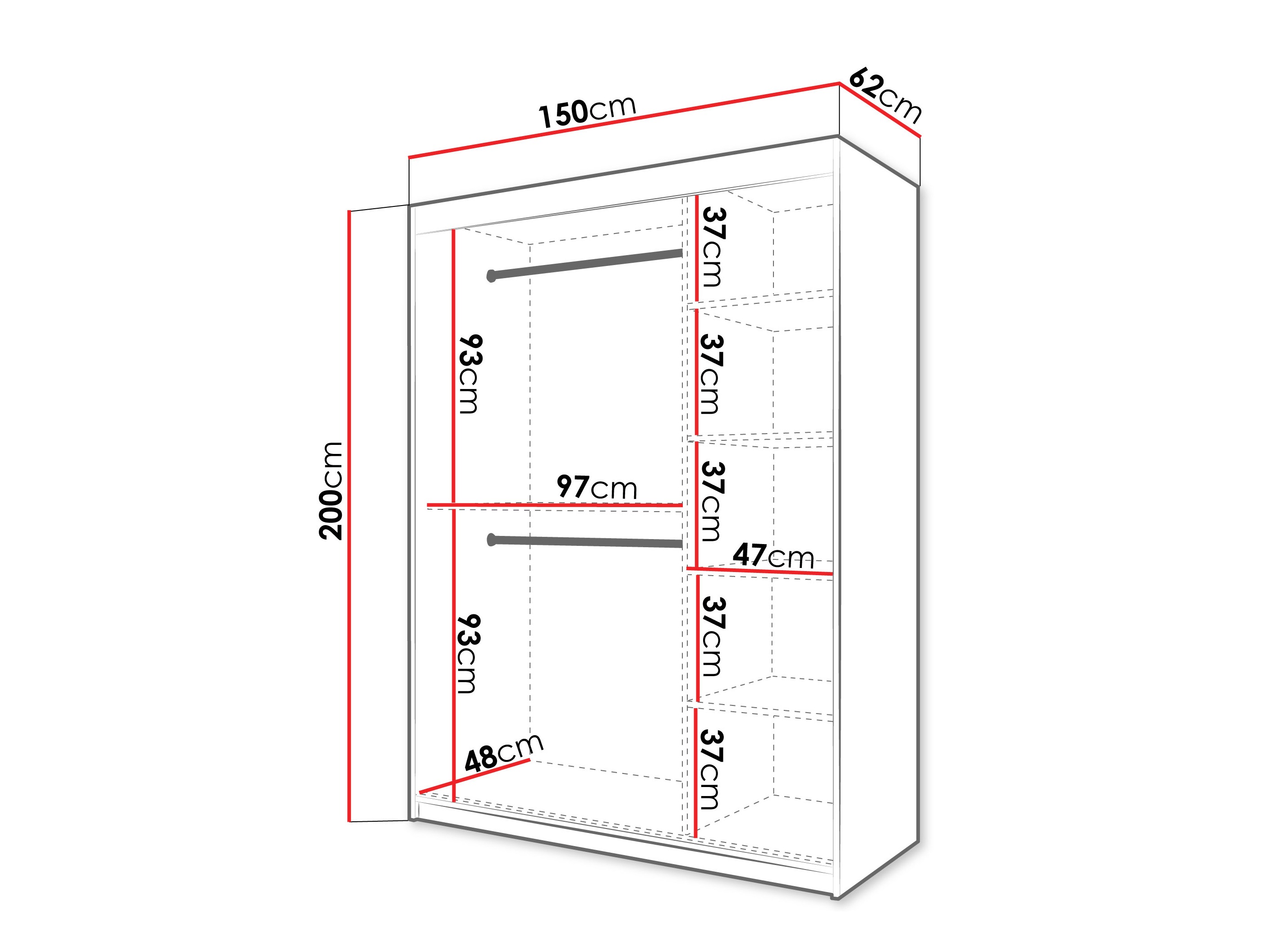 Kledingkast Hartford 577 (Wit)