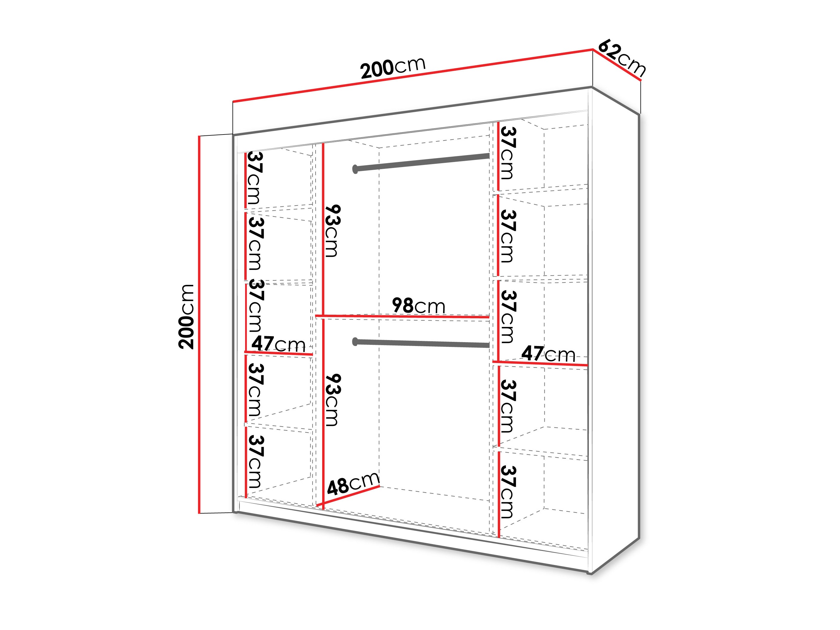 Kledingkast Hartford 577 (Wit)