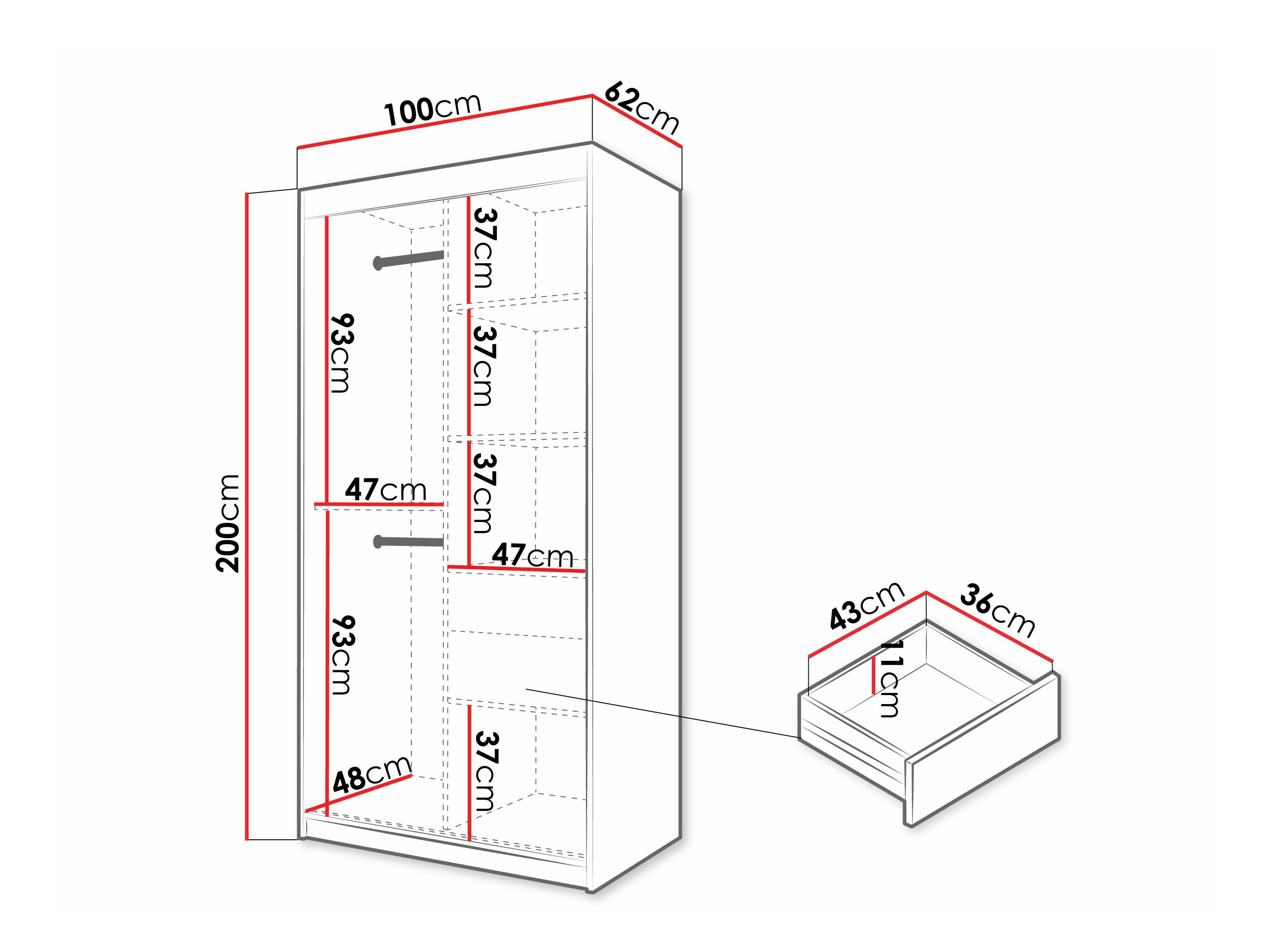 Kledingkast Hartford 577 (Wit)
