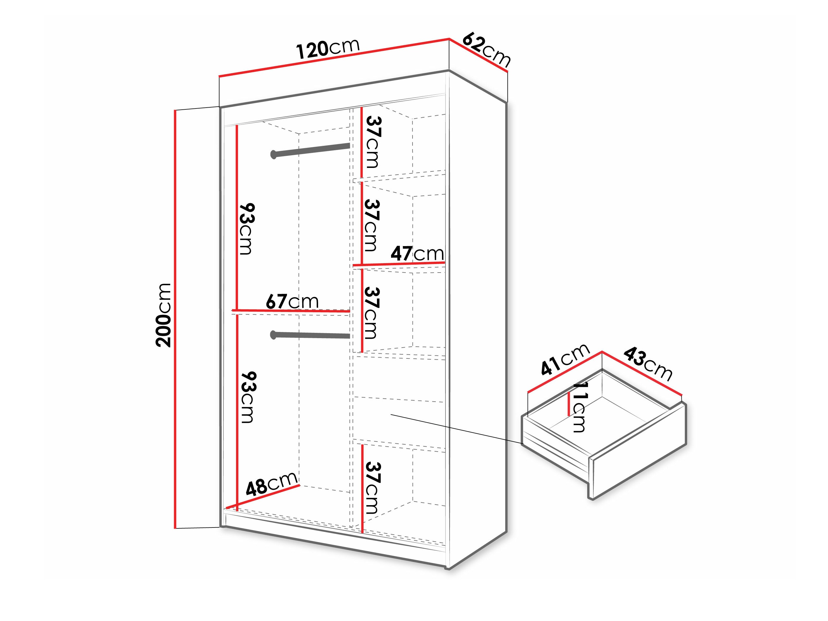 Kledingkast Hartford 577 (Wit)