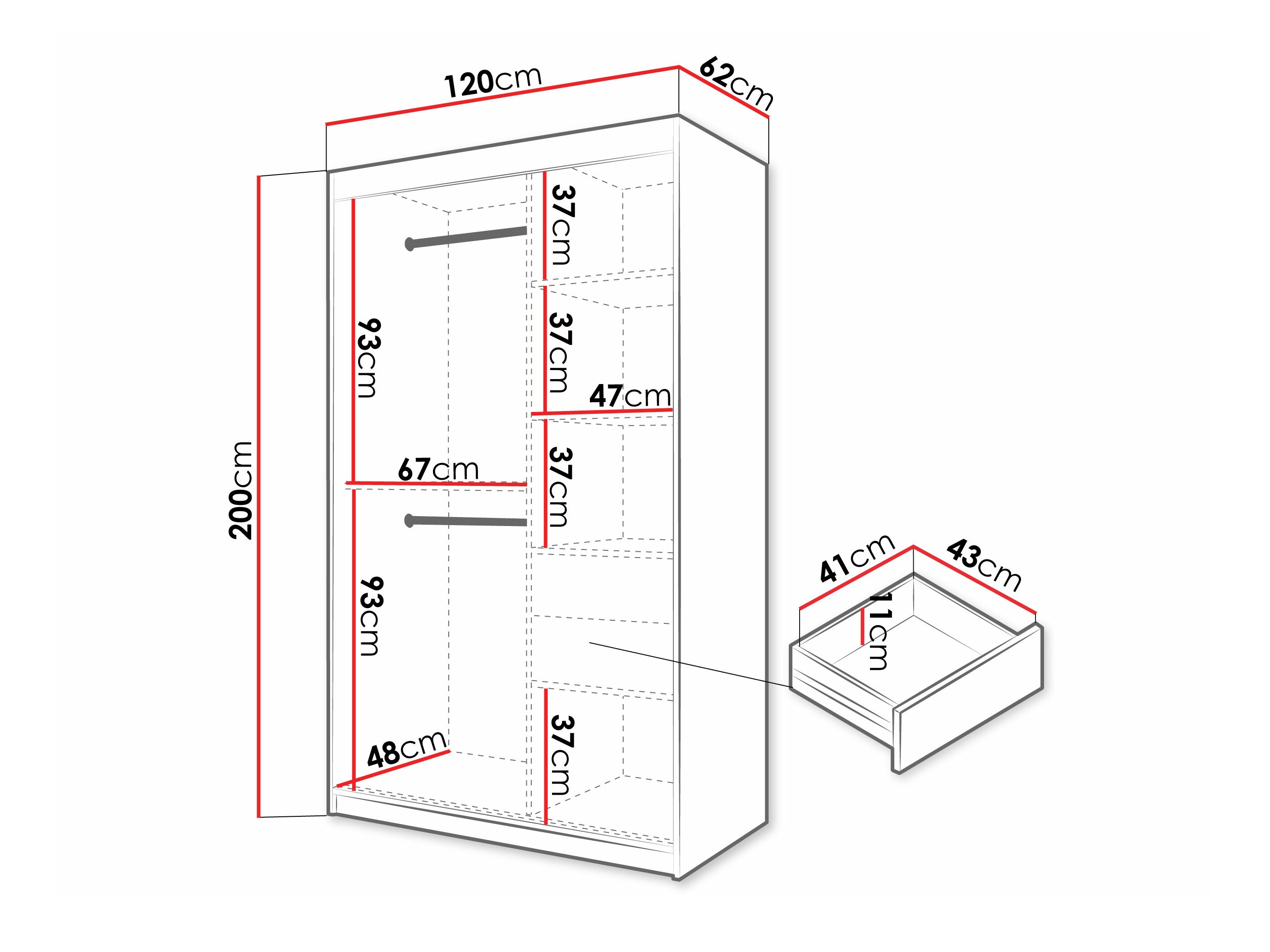 Kledingkast Hartford 577 (Wit)