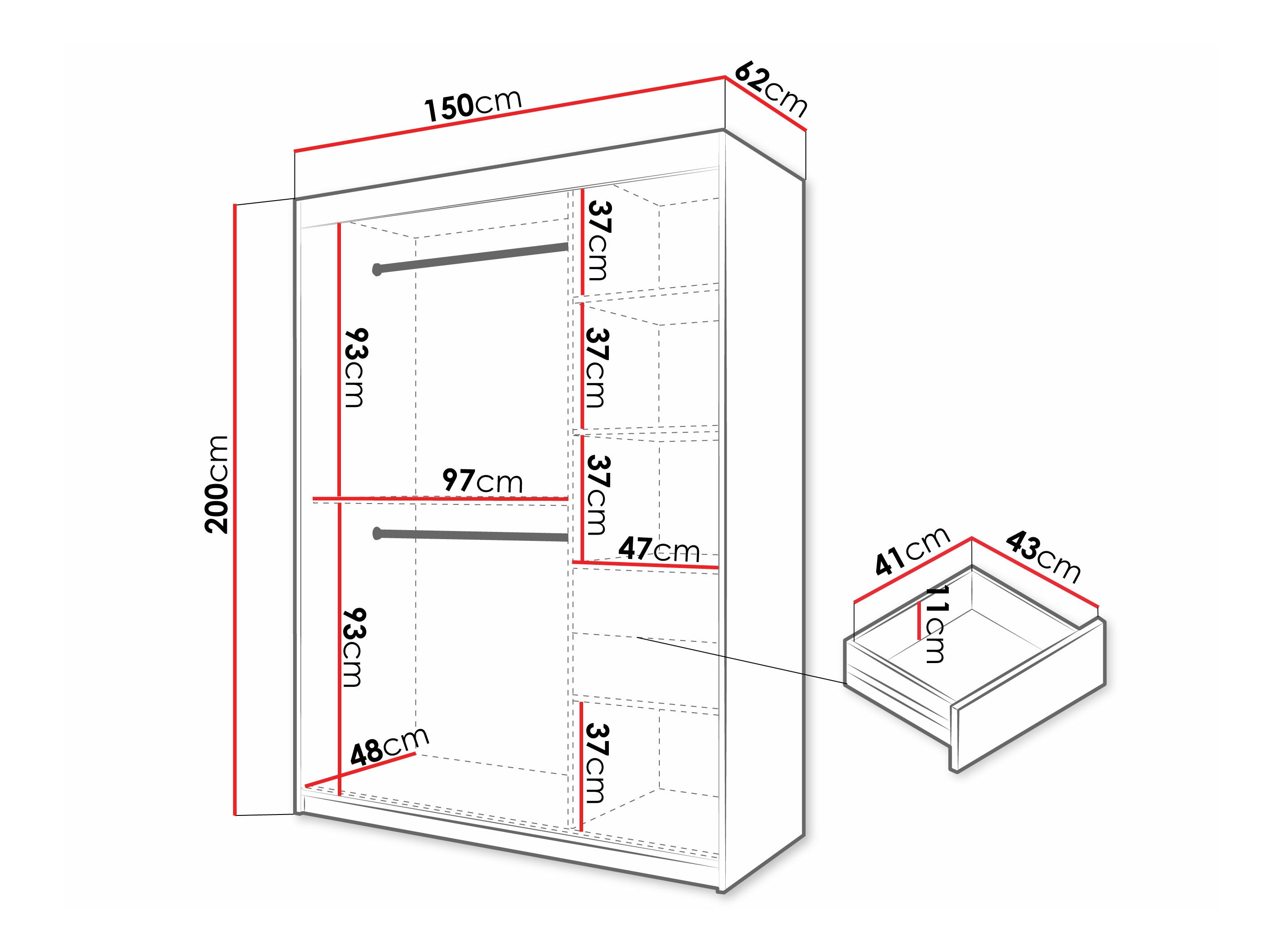Kledingkast Hartford 577 (Wit)