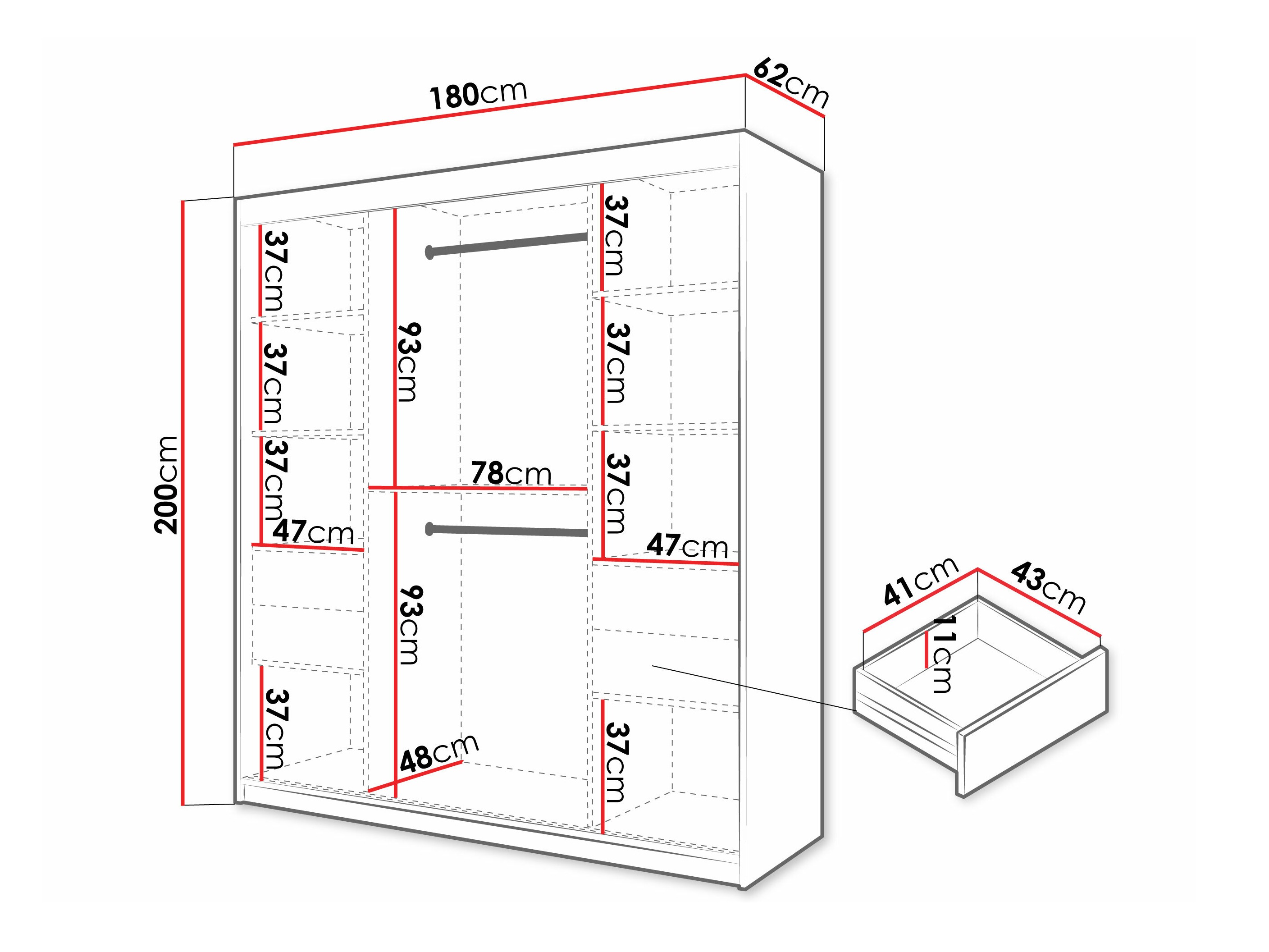 Kledingkast Hartford 577 (Wit)