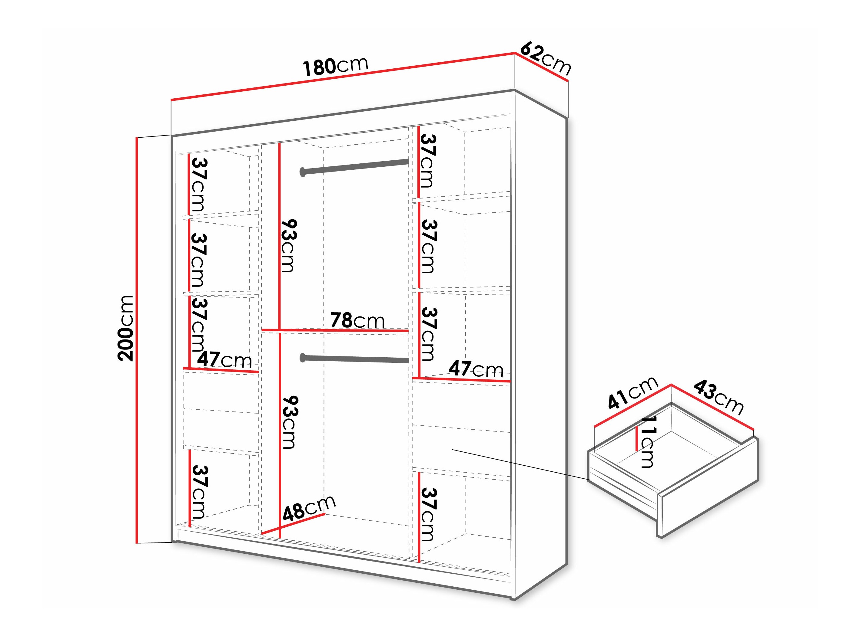 Kledingkast Hartford 577 (Wit)
