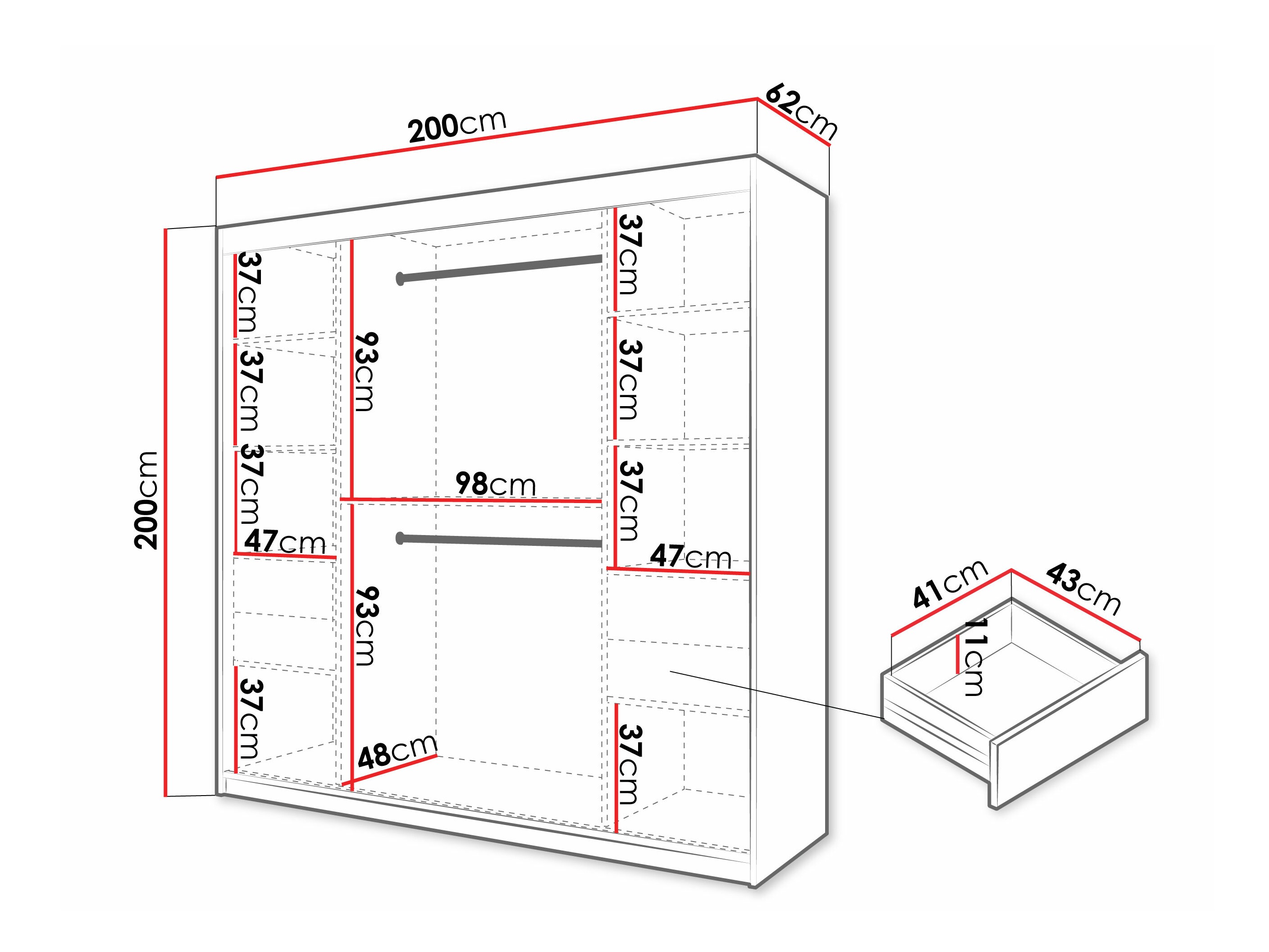 Kledingkast Hartford 577 (Wit)