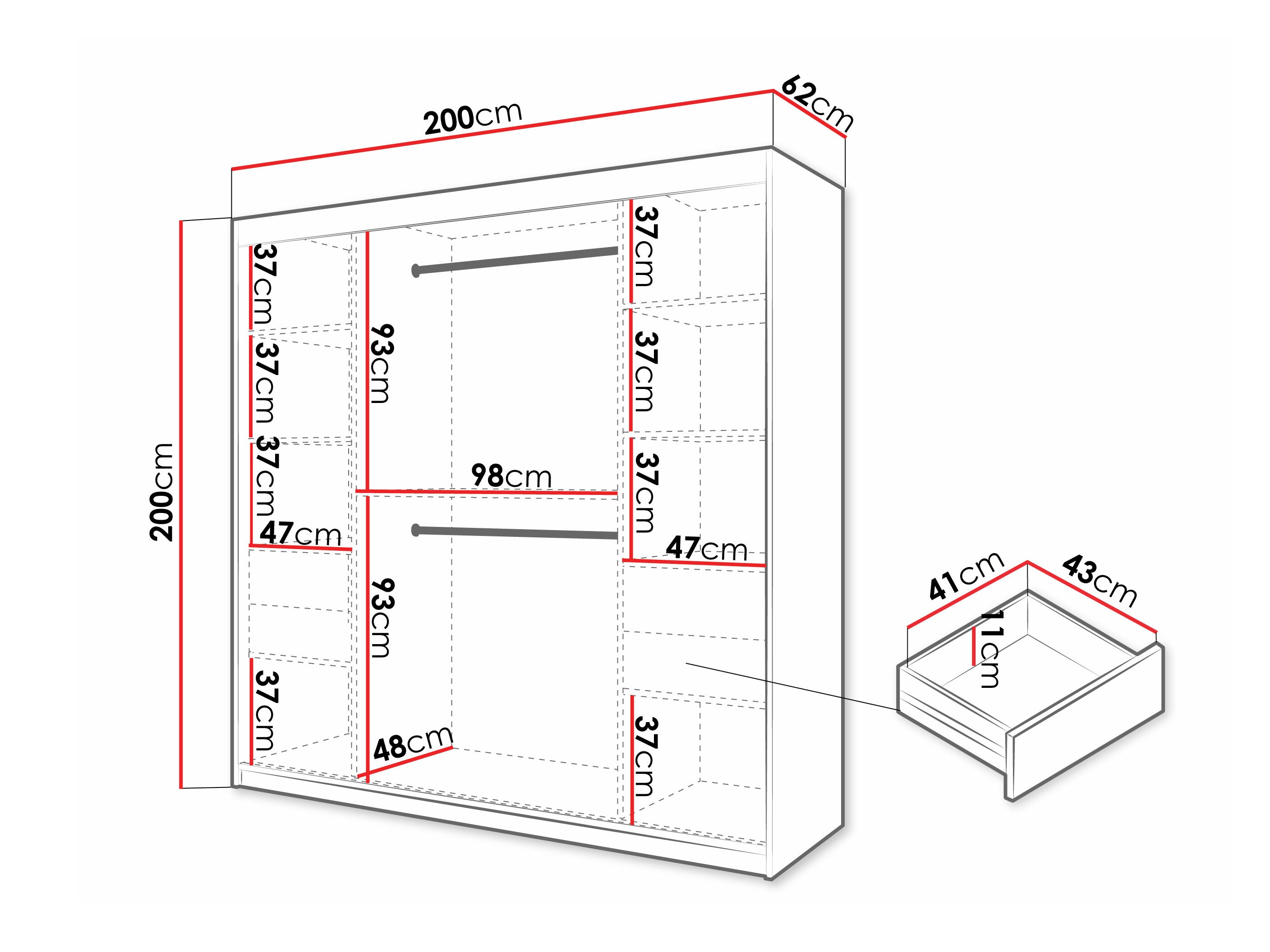 Kledingkast Hartford 577 (Wit)