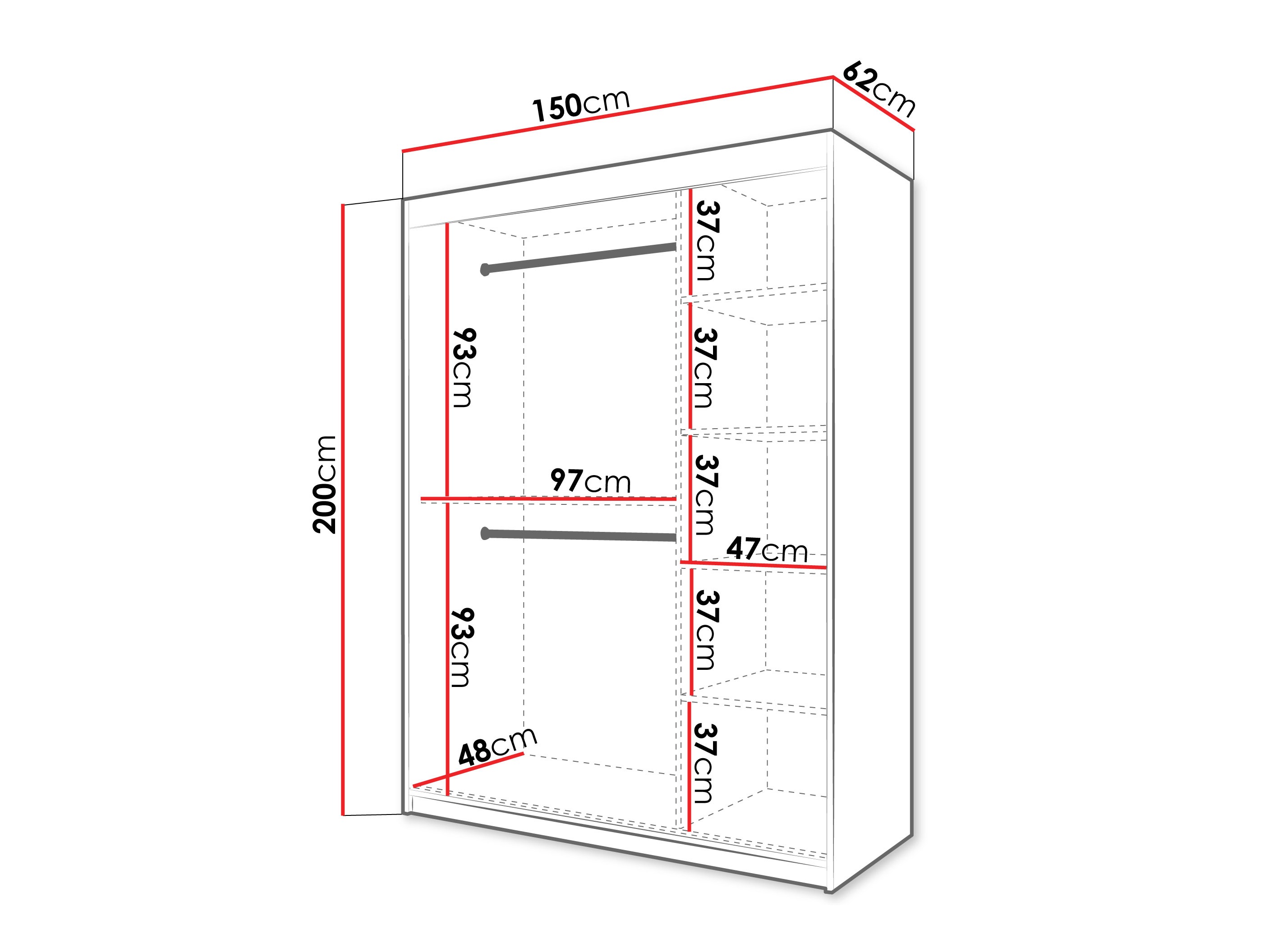 Kledingkast Hartford 577 (Zwart)