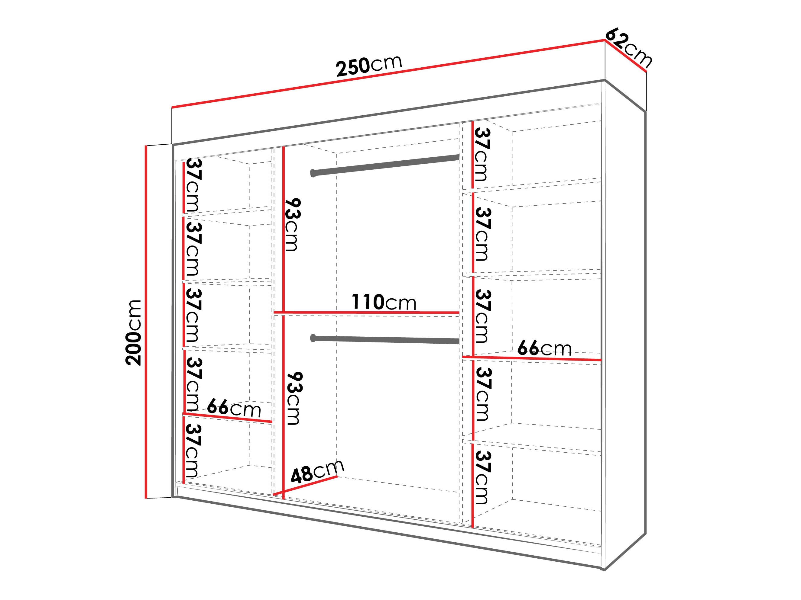 Kledingkast Hartford 577 (Zwart)