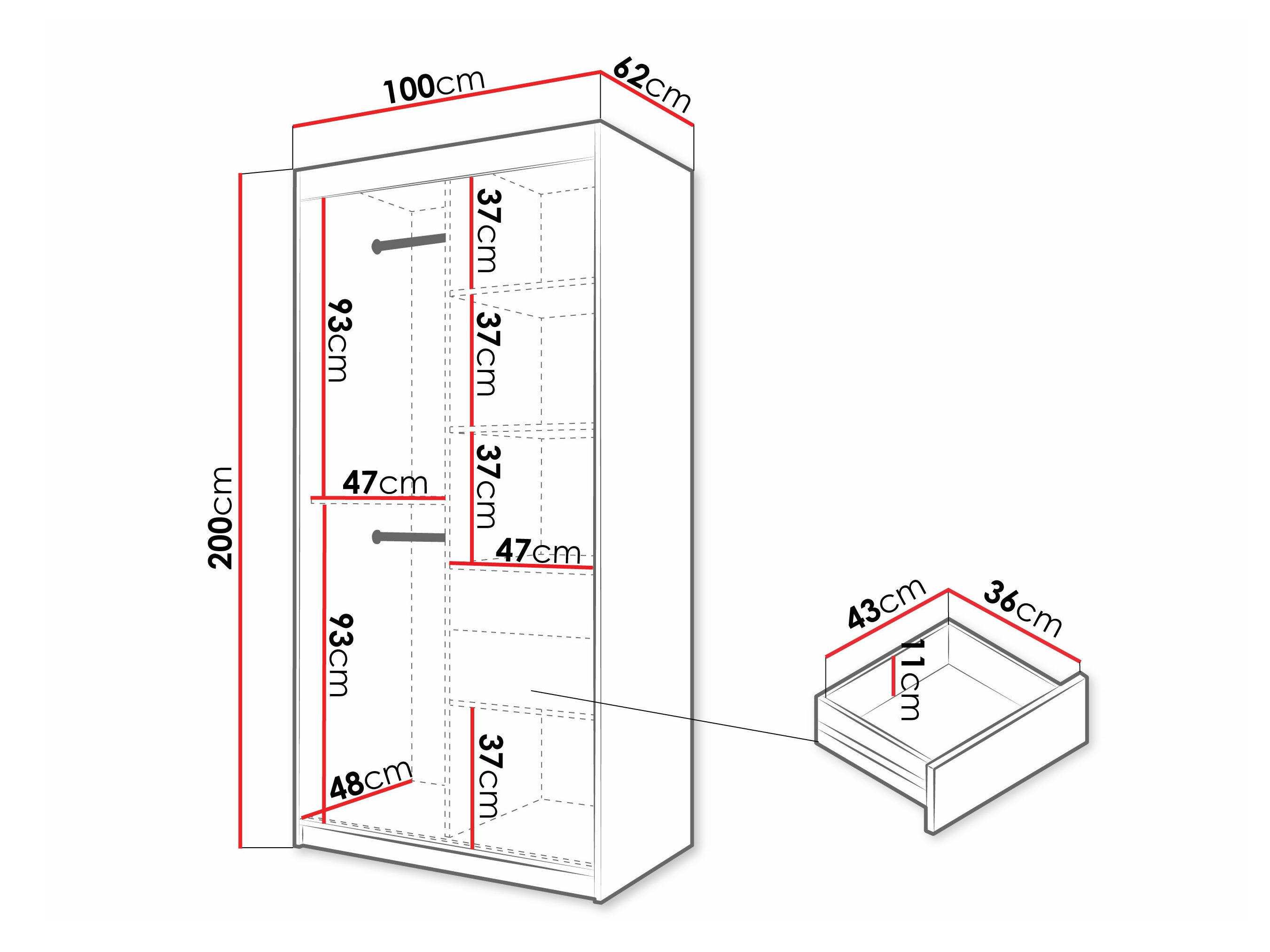 Kledingkast Hartford 577 (Zwart)