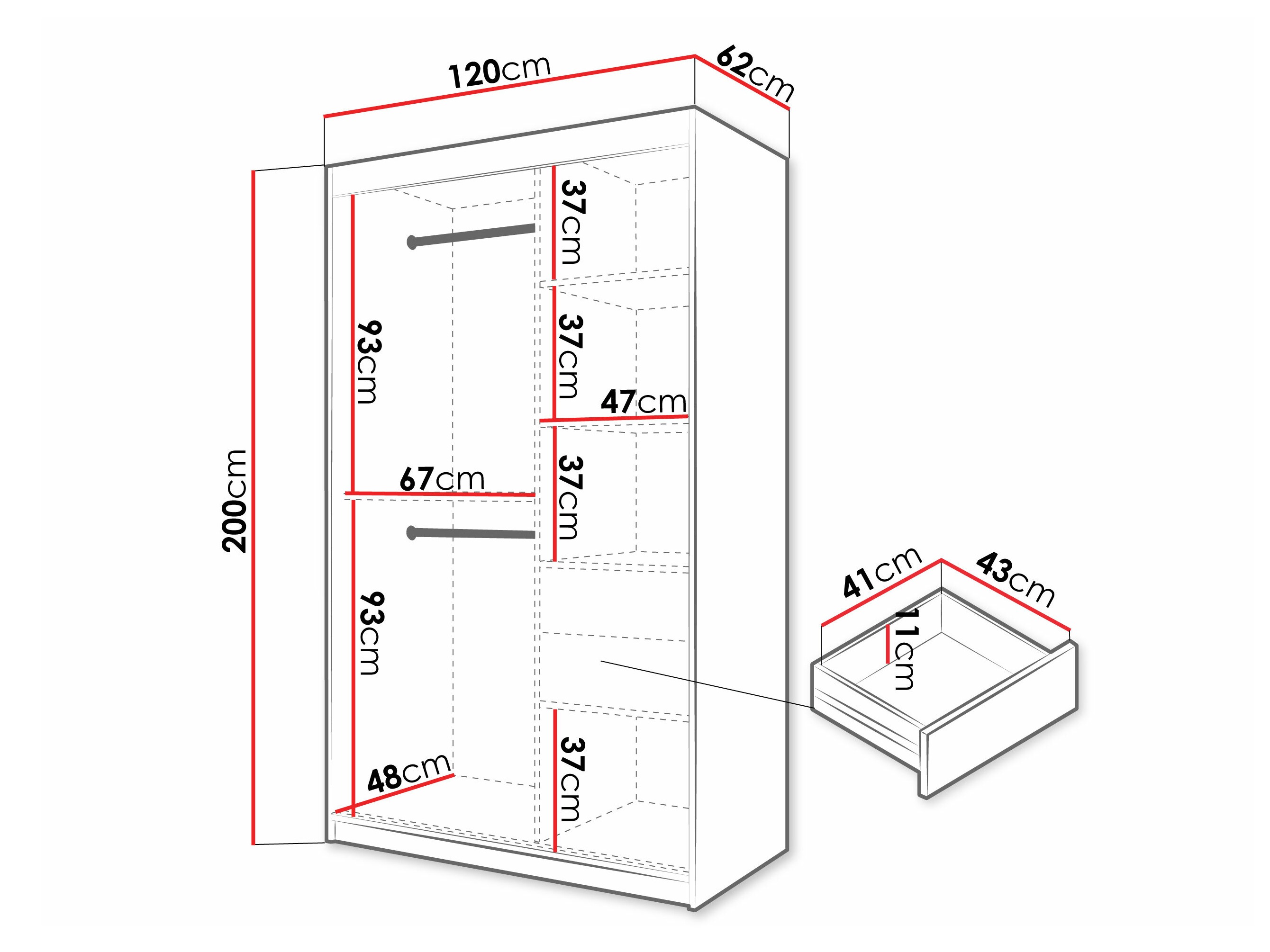 Kledingkast Hartford 577 (Zwart)
