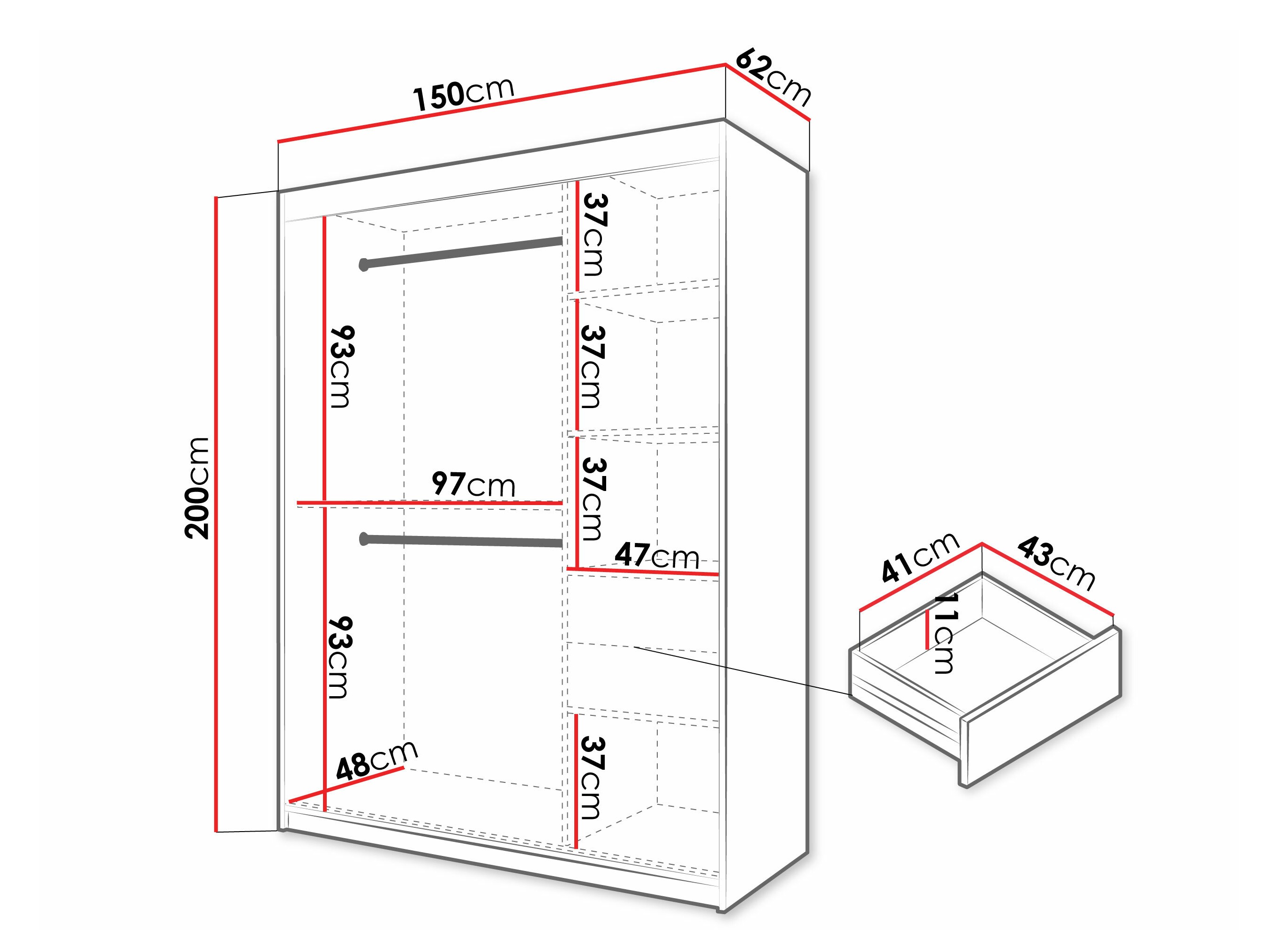 Kledingkast Hartford 577 (Zwart)