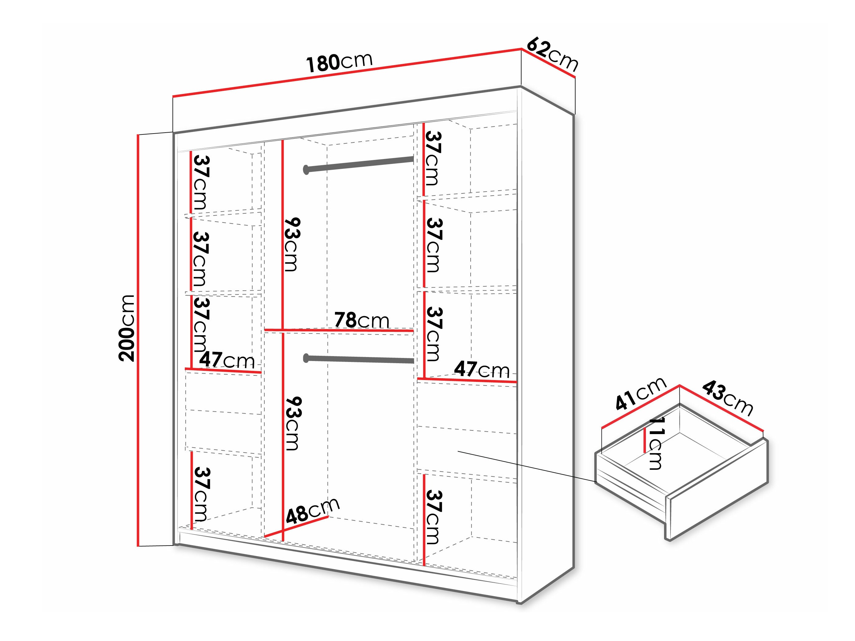Kledingkast Hartford 577 (Zwart)