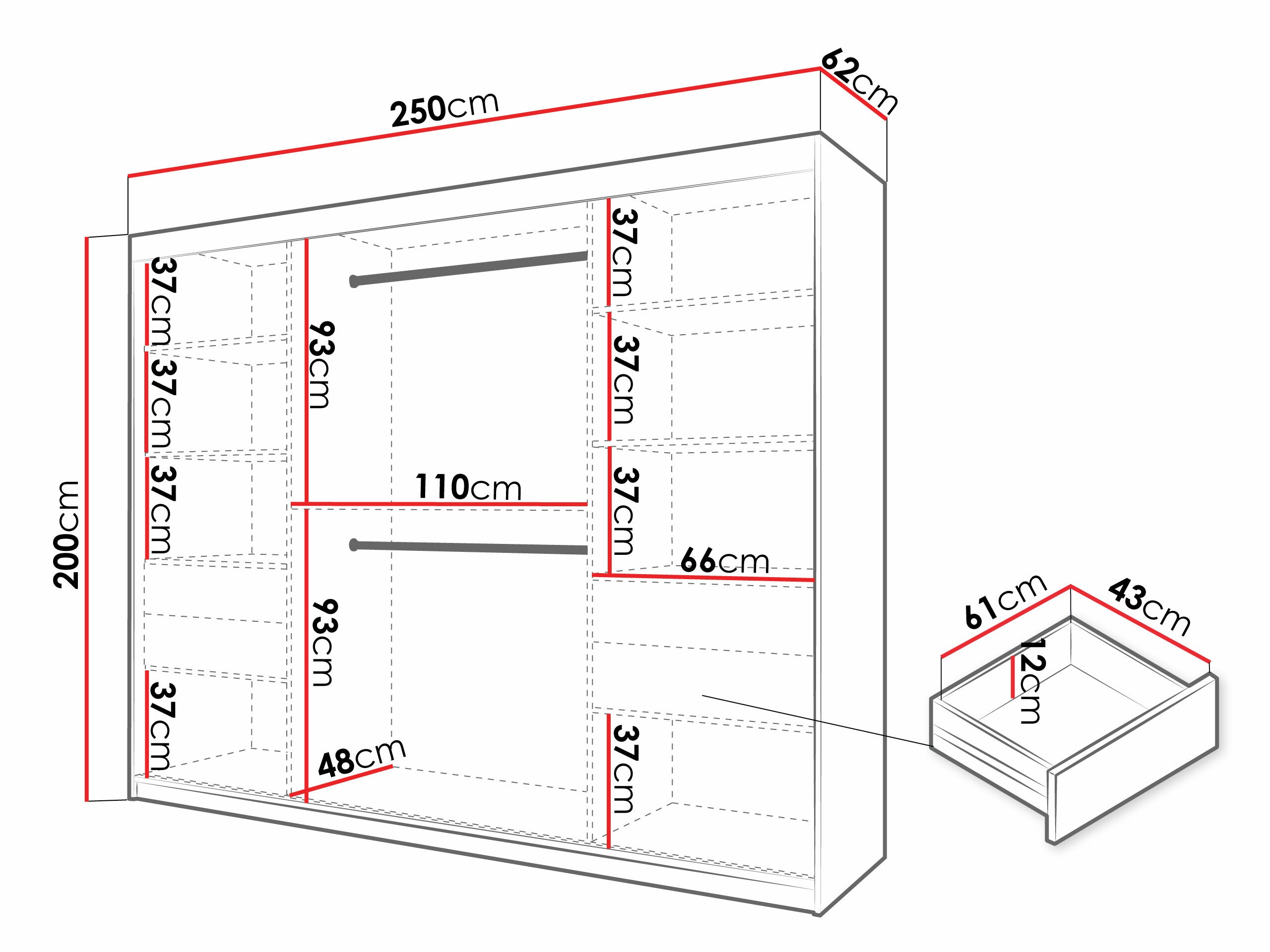 Kledingkast Hartford 577 (Zwart)