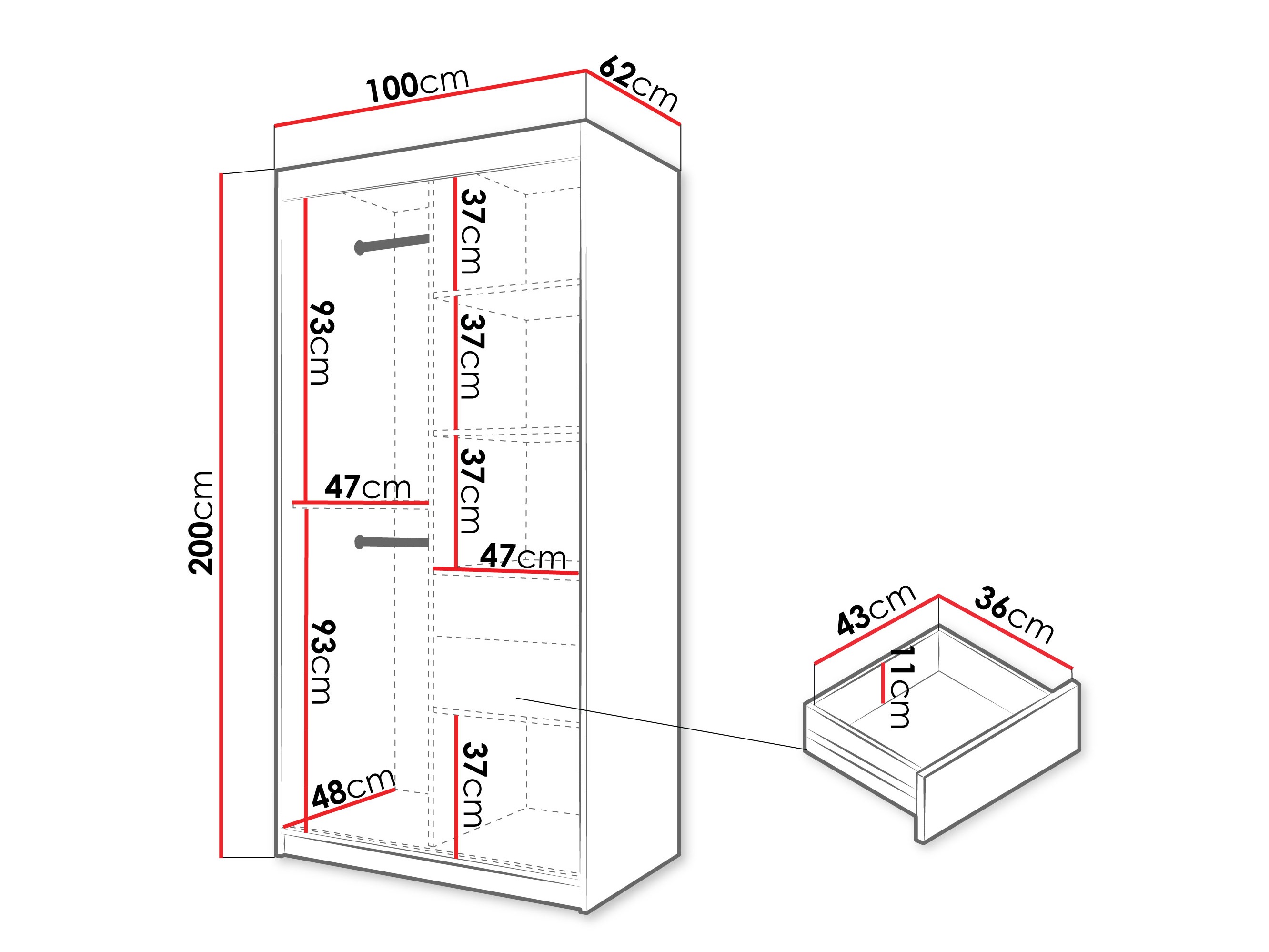 Kledingkast Hartford 578 (Artisan eiken)
