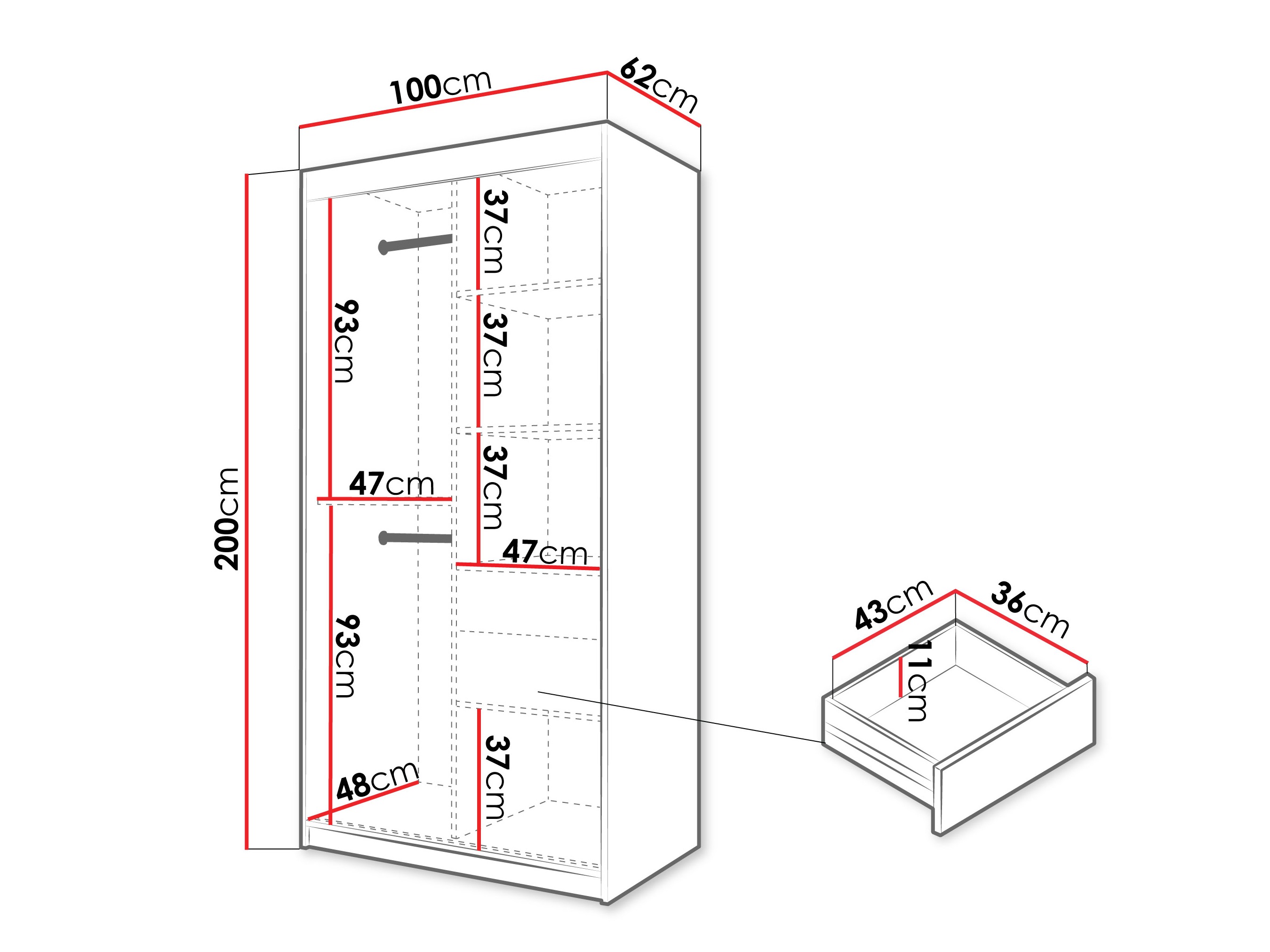 Kledingkast Hartford 578 (Kasjmier)