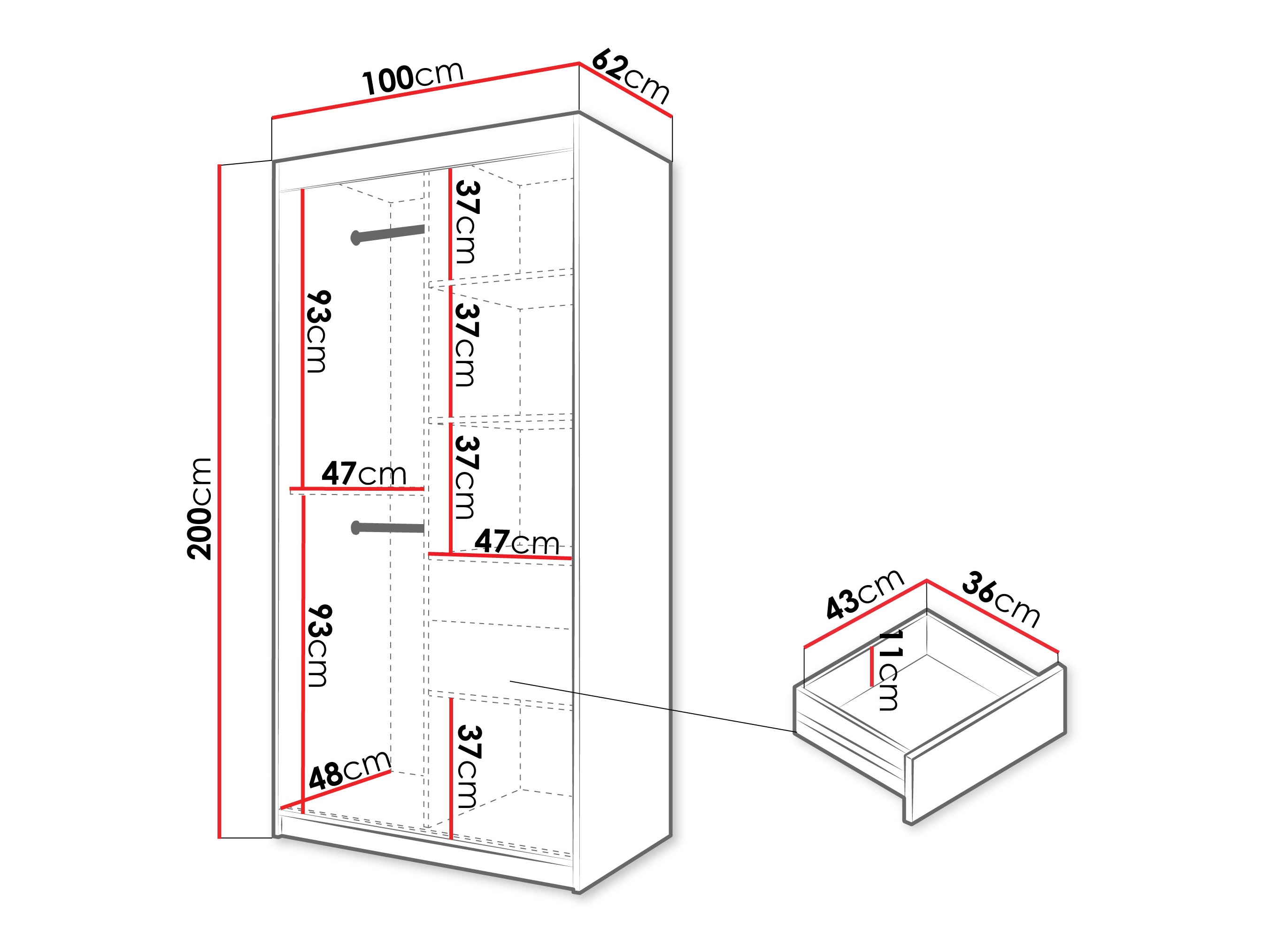 Kledingkast Hartford 578 (Wit)