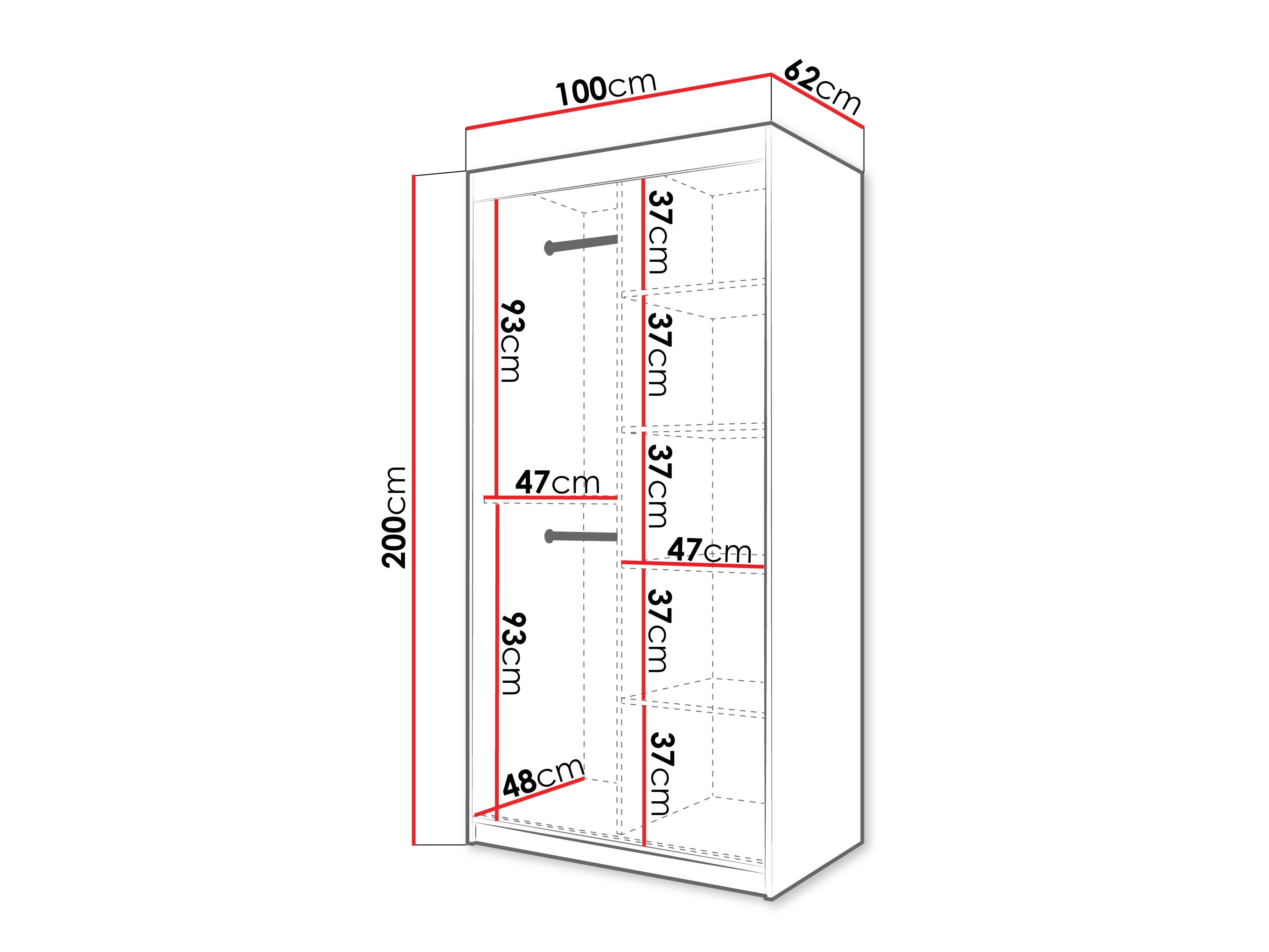 Kledingkast Hartford 578 (Zwart)