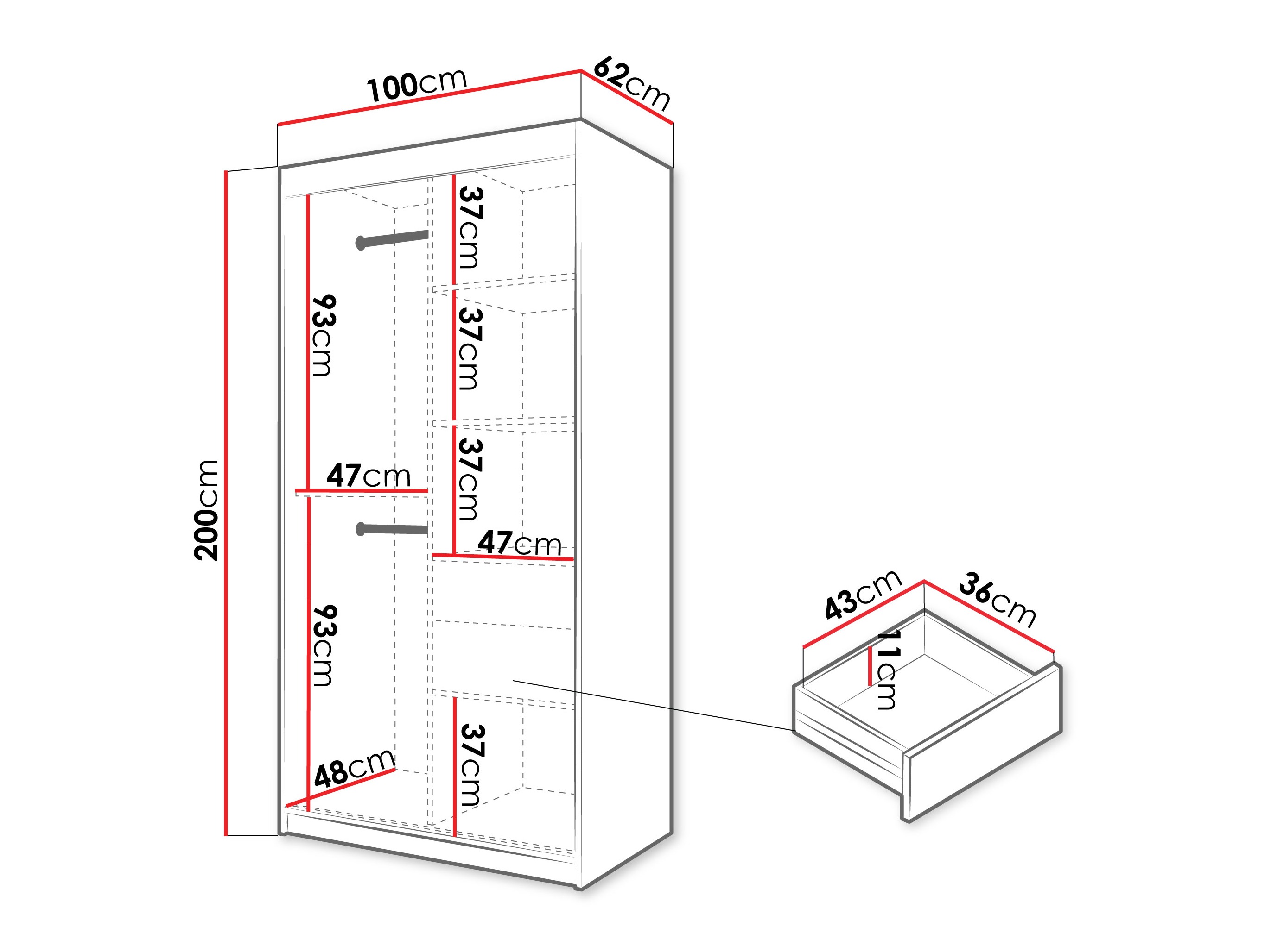 Kledingkast Hartford 578 (Zwart)