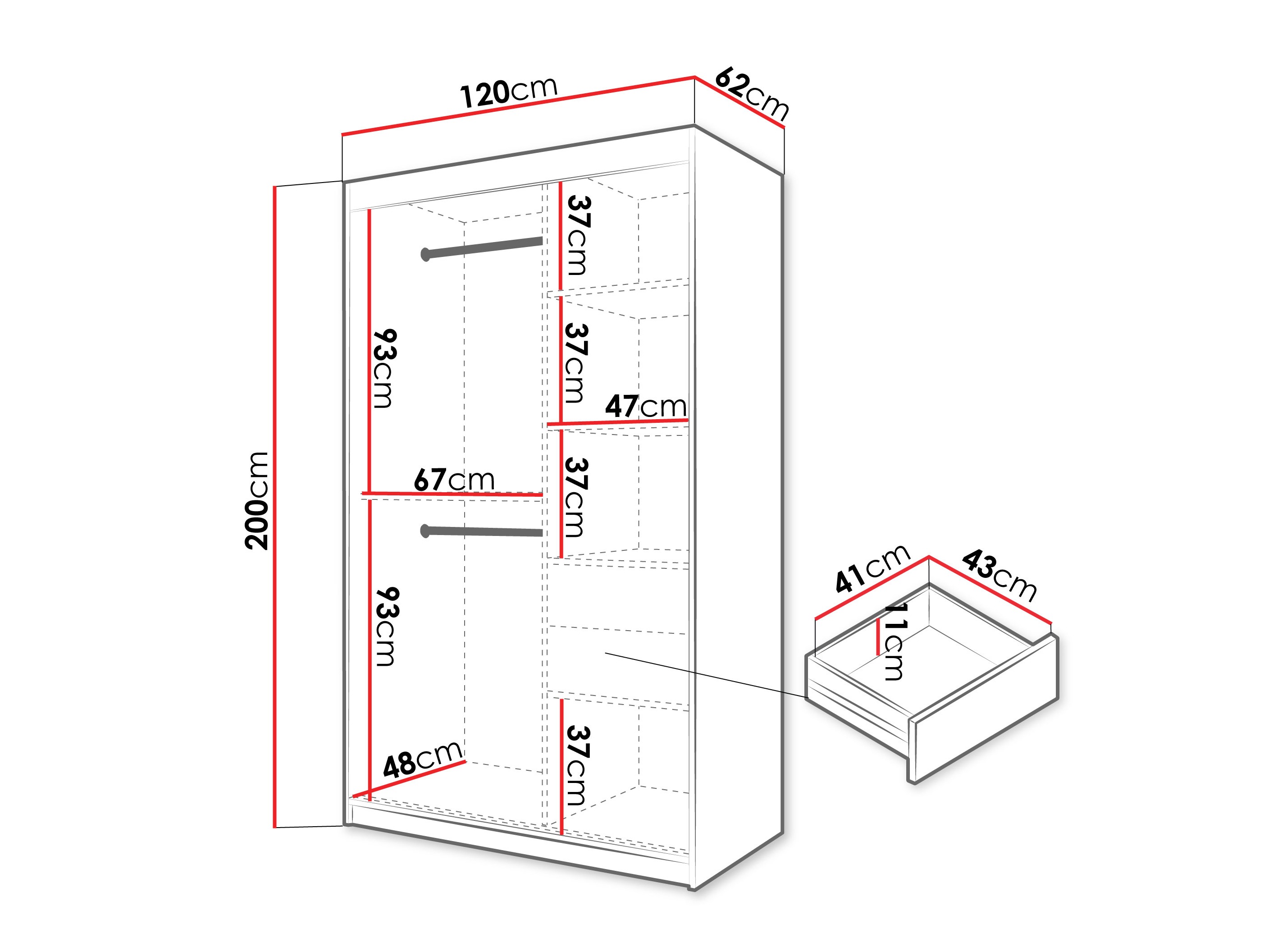 Kledingkast Hartford 578 (Zwart)