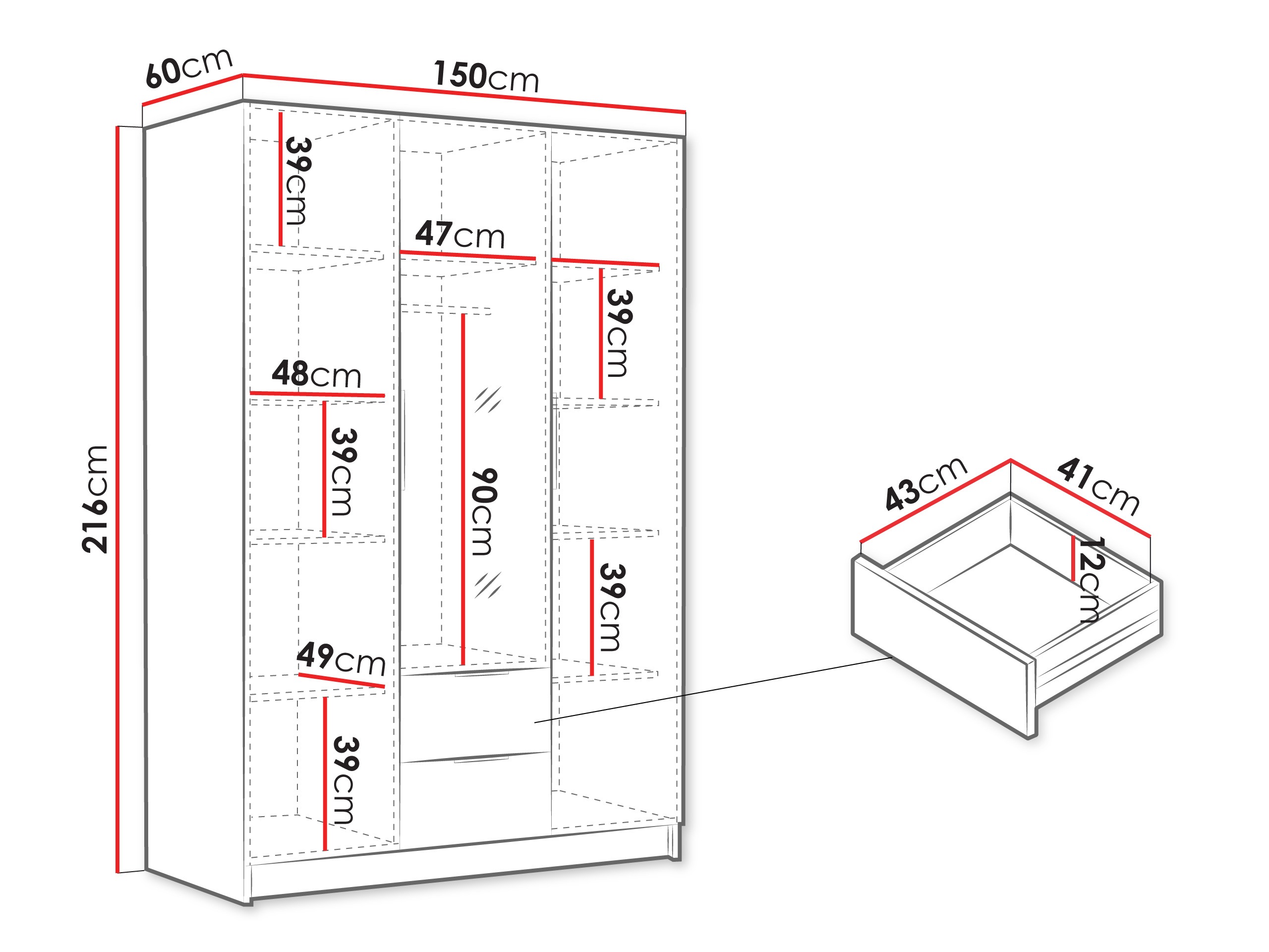 Kledingkast Closico 199 (Zwart)