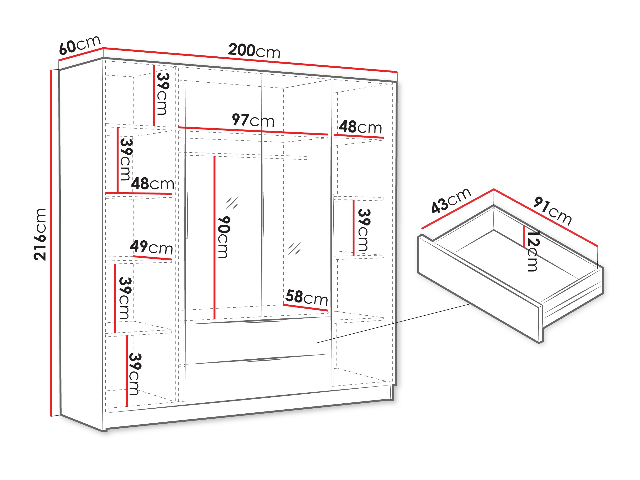 Kledingkast Closico 201 (Kasjmier)