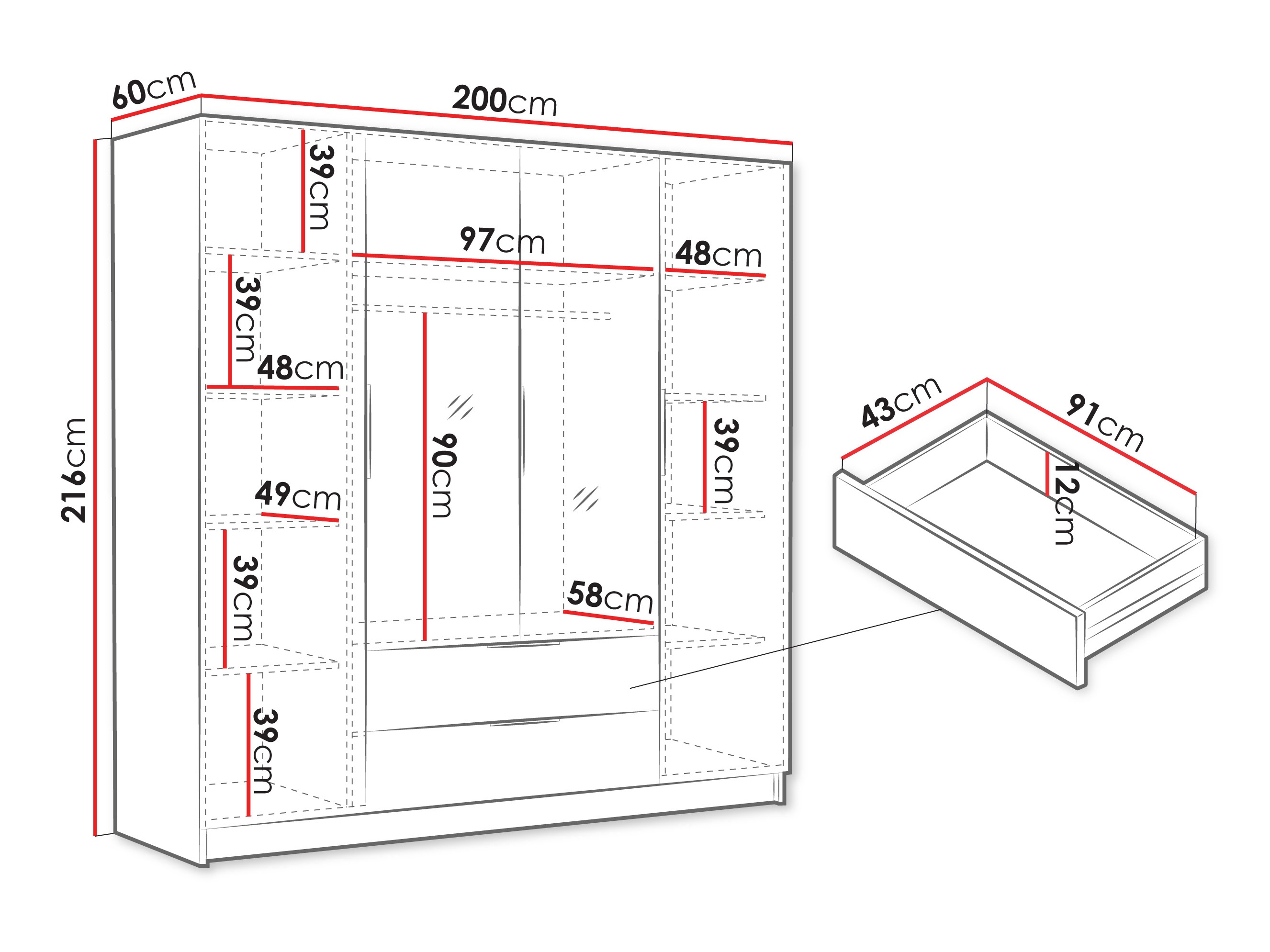 Kledingkast Closico 201 (Wit)