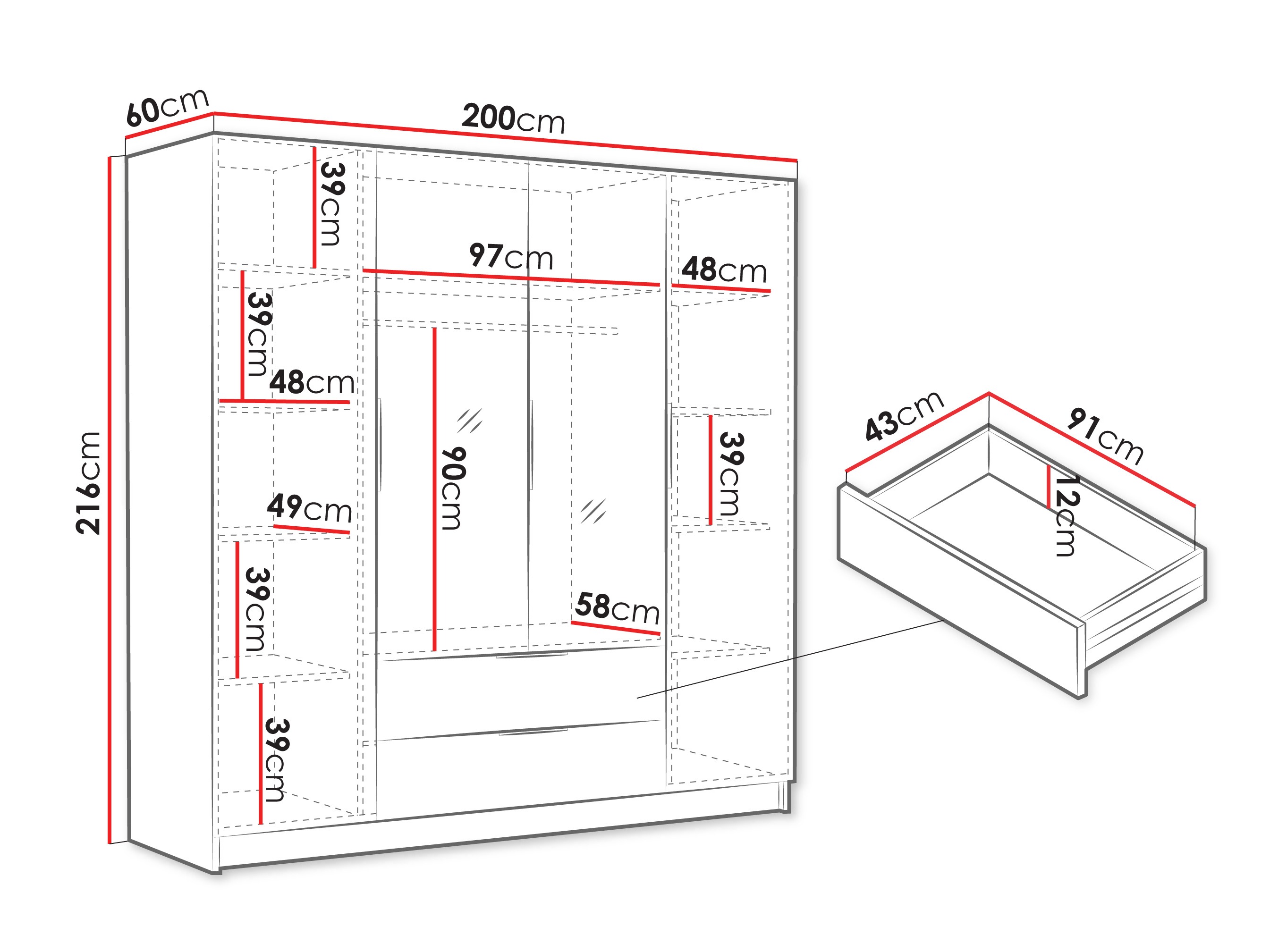 Kledingkast Closico 201 (Wit)