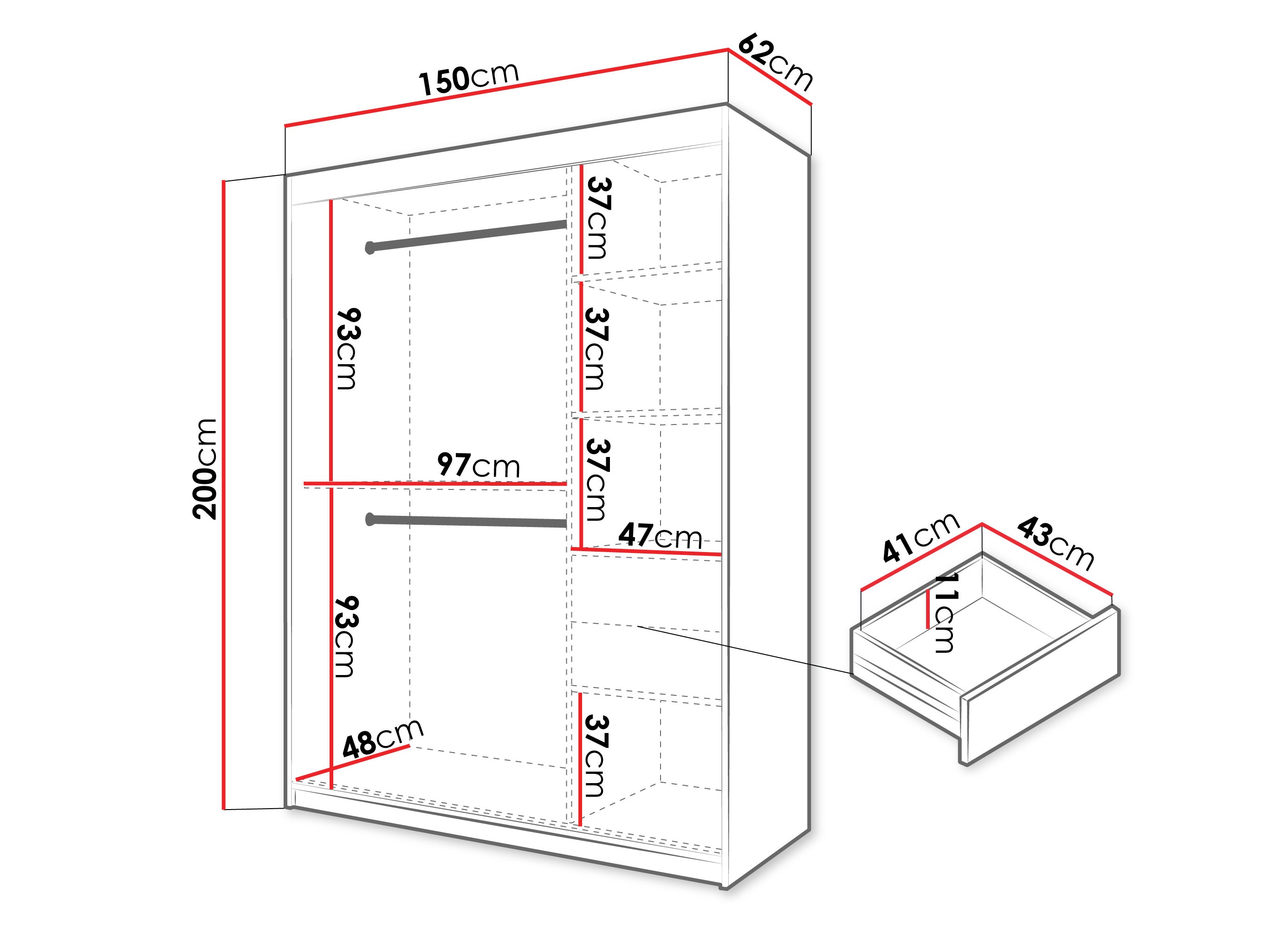 Kledingkast Hartford 578 (Artisan eiken)