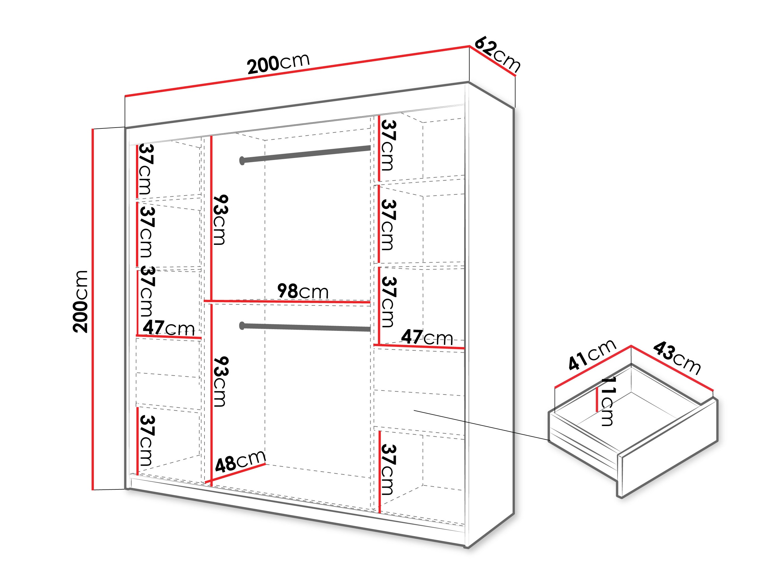 Kledingkast Hartford 578 (Artisan eiken)