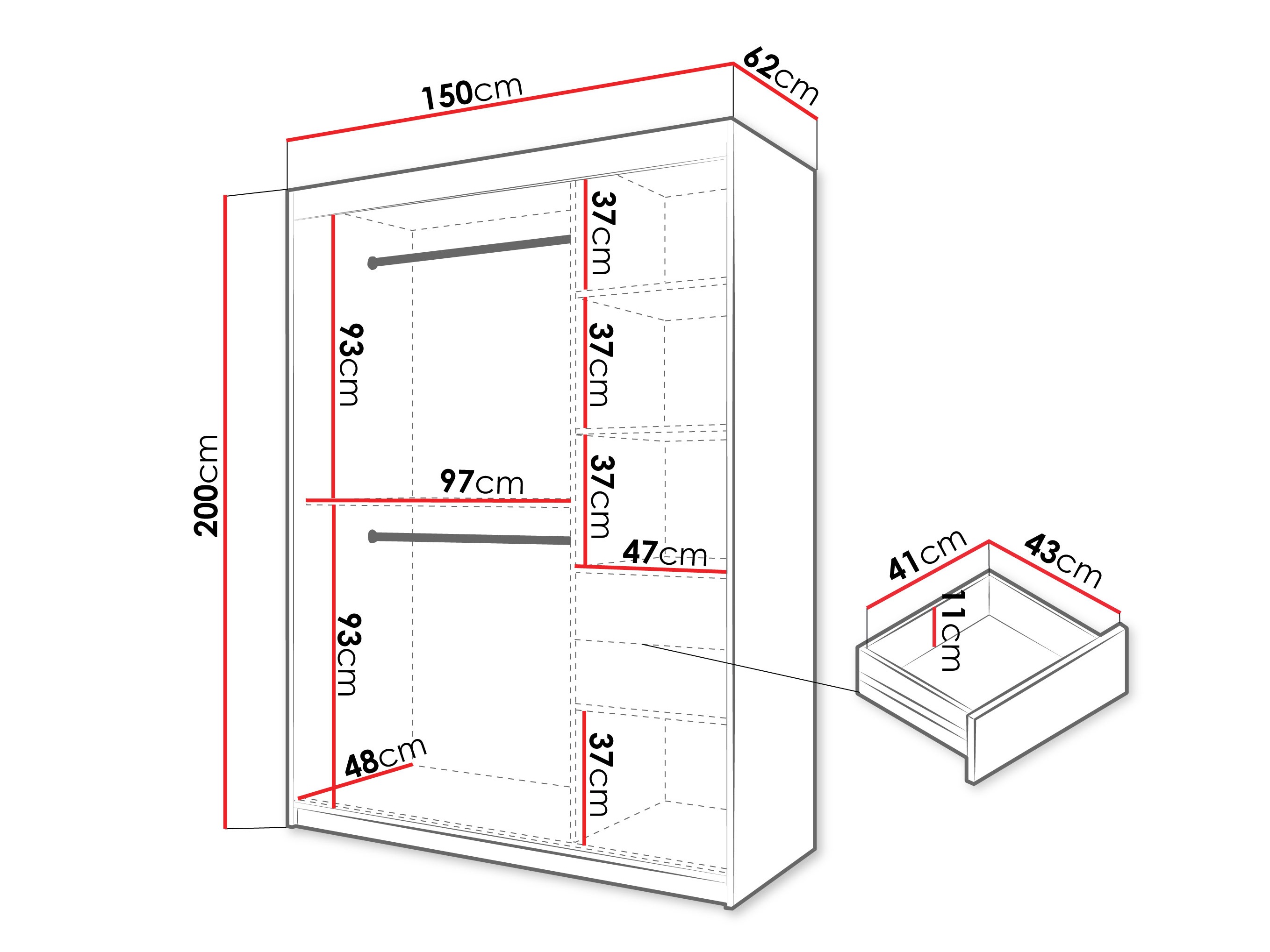 Kledingkast Hartford 578 (Kasjmier)
