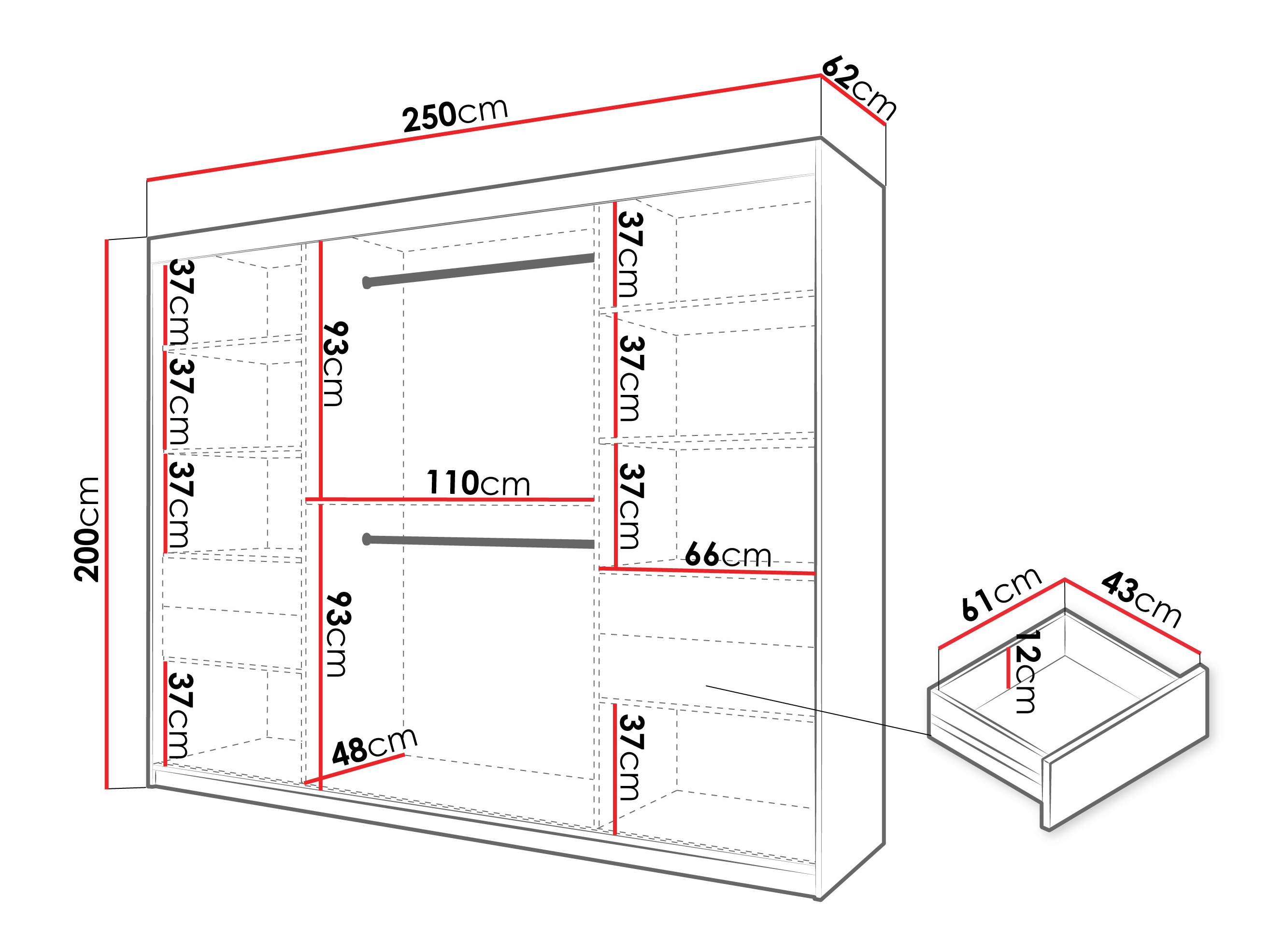 Kledingkast Hartford 578 (Kasjmier)
