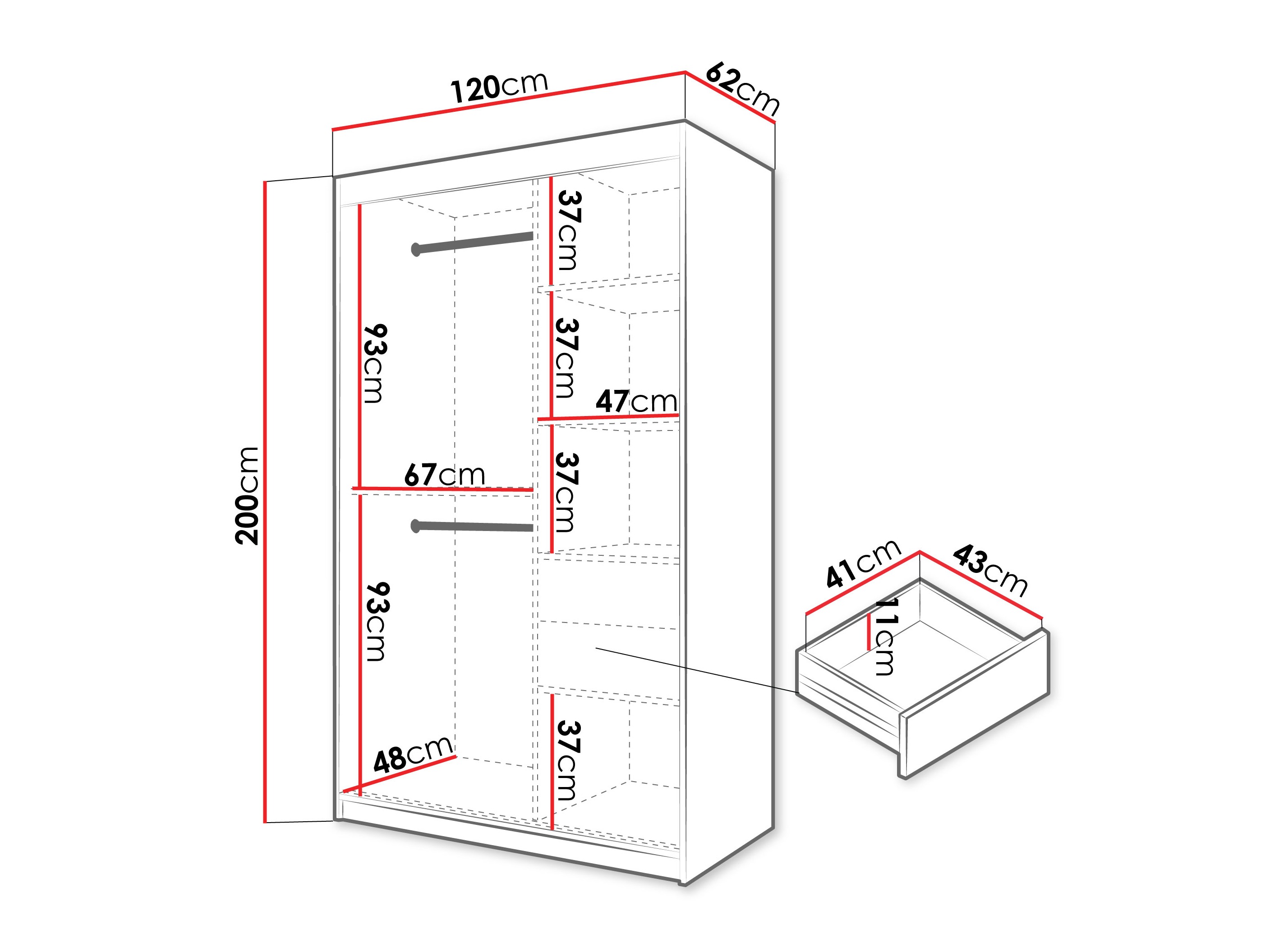 Kledingkast Hartford 578 (Wit)