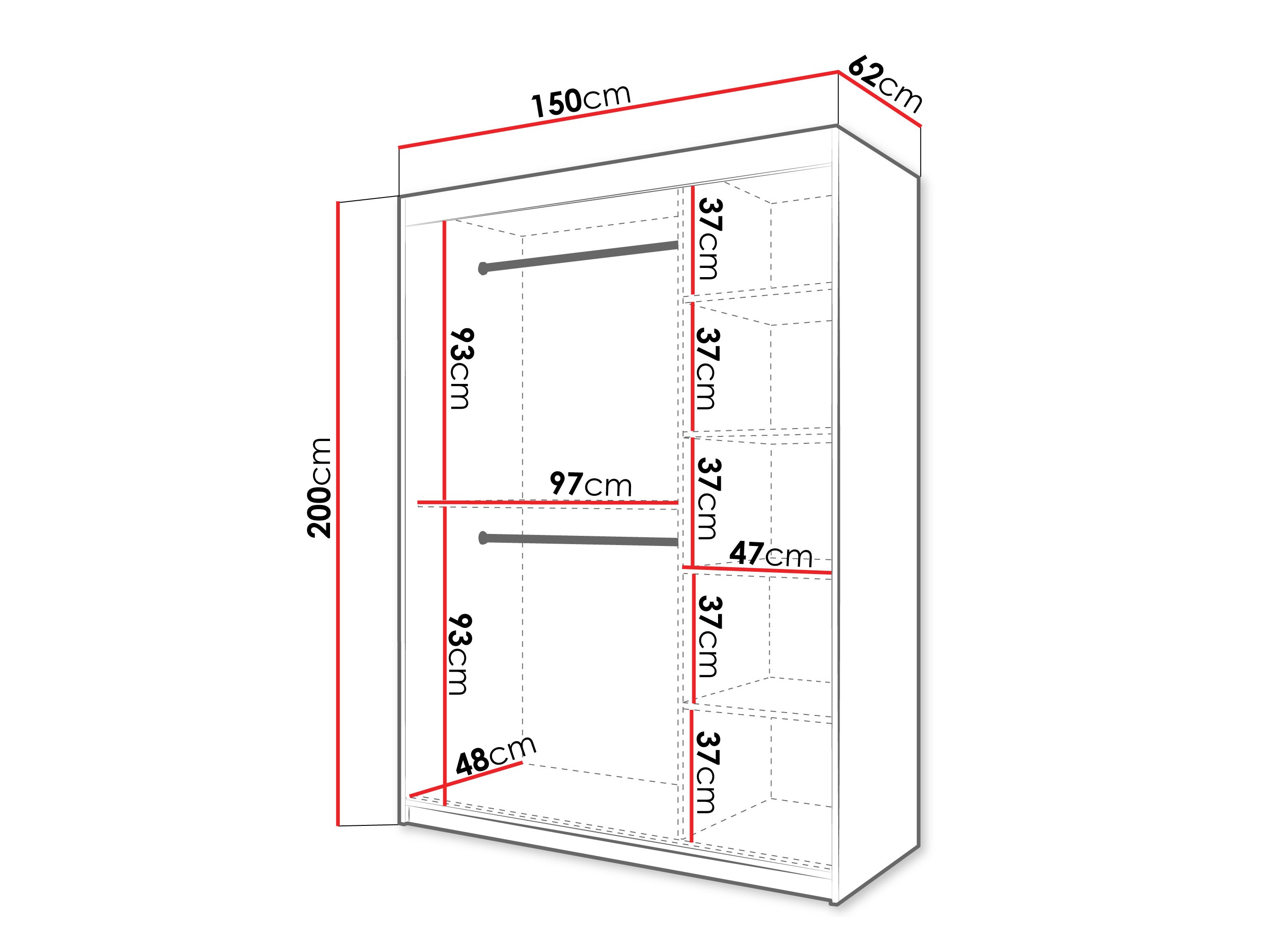 Kledingkast Hartford 578 (Wit)