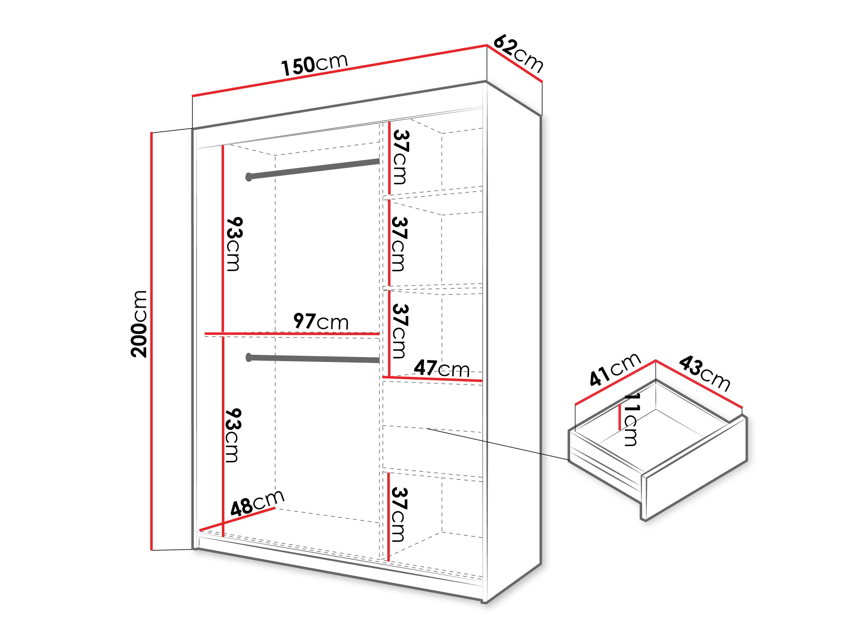 Kledingkast Hartford 578 (Wit)