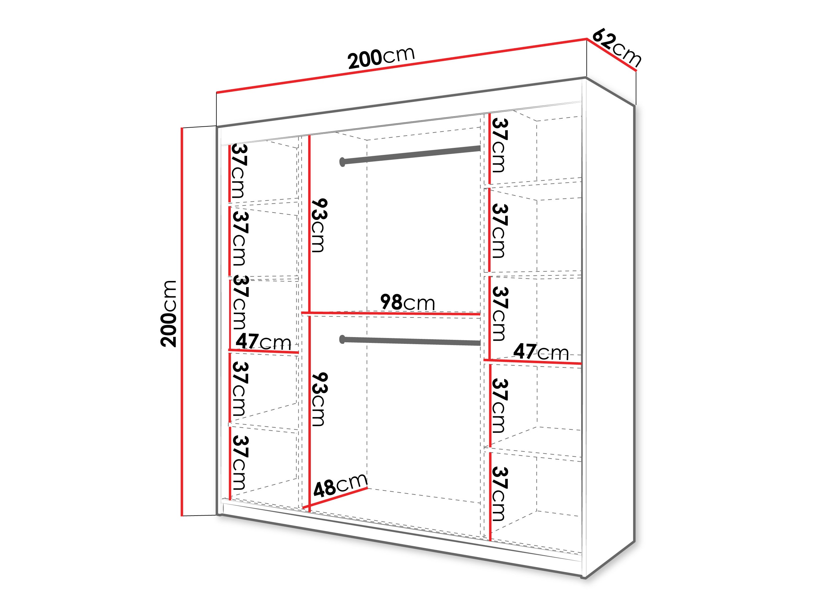 Kledingkast Hartford 578 (Wit)