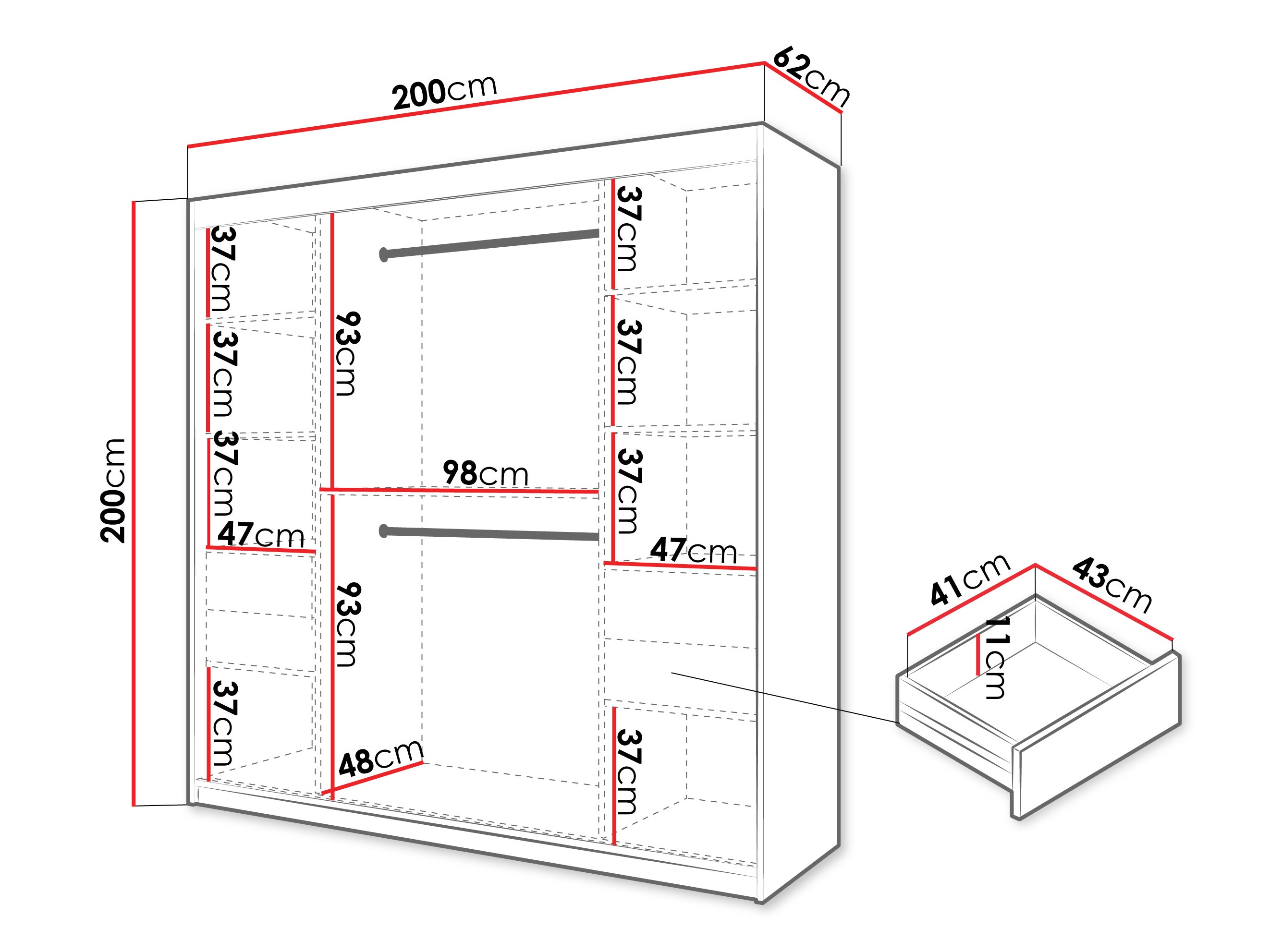 Kledingkast Hartford 578 (Wit)