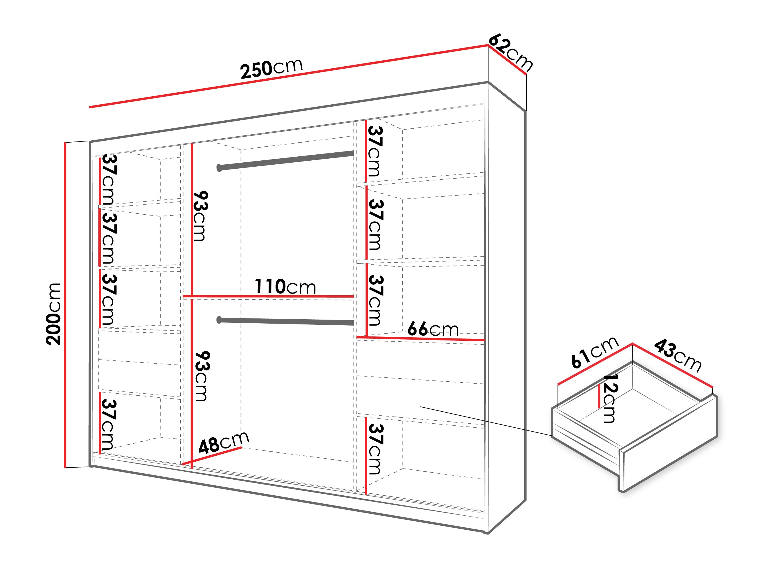 Kledingkast Hartford 578 (Wit)